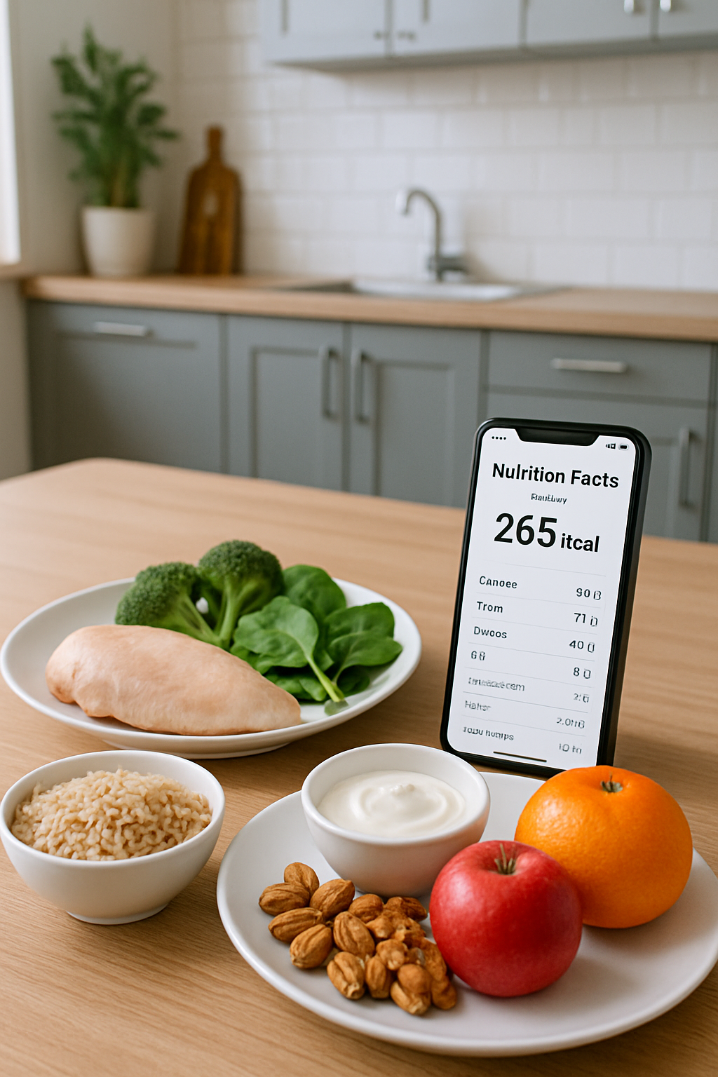 A smartphone displaying the SnapEat AI nutrition tracker app, analyzing a photo of a healthy meal of salmon and vegetables.