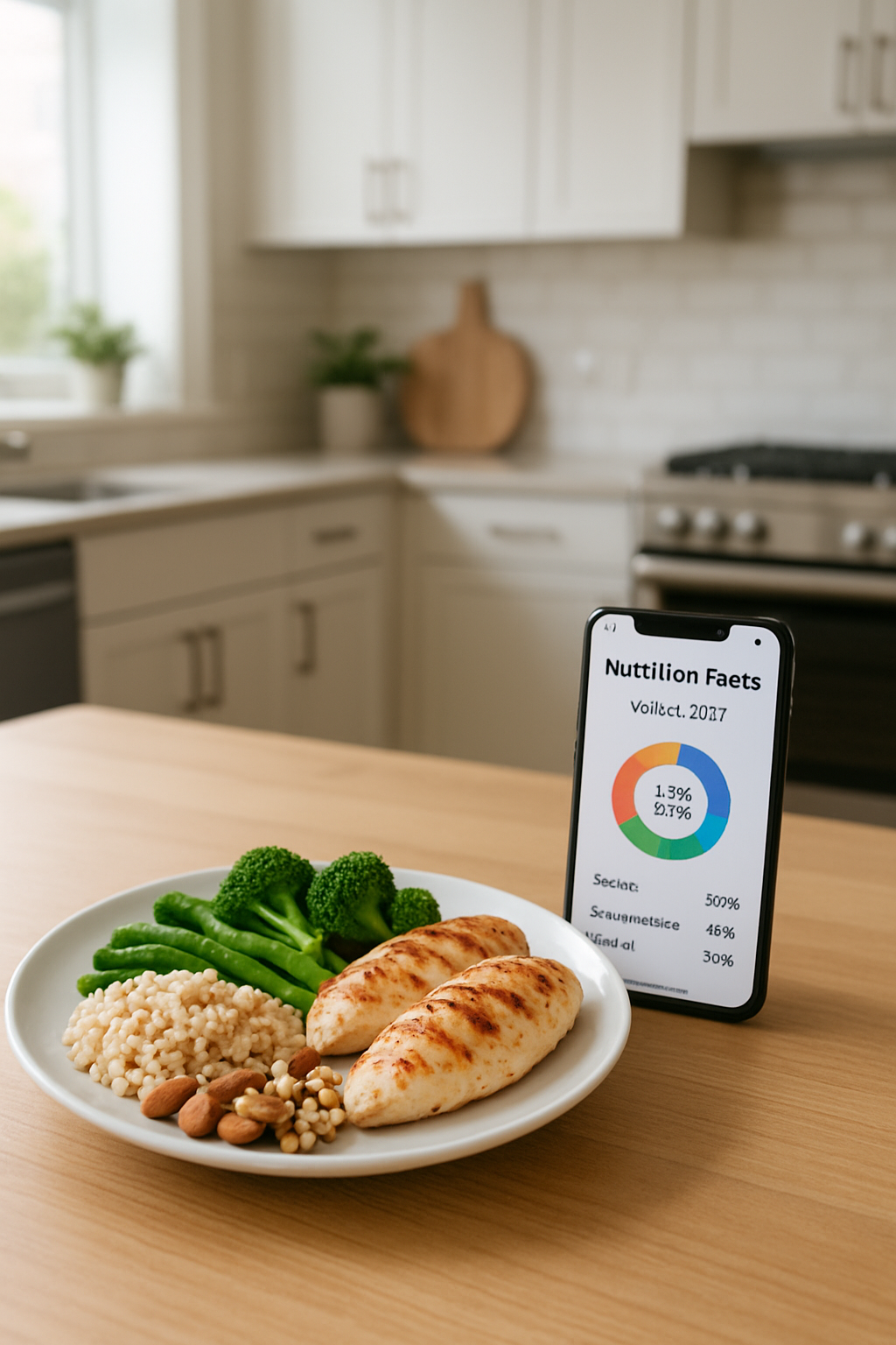 A user holding a phone with the SnapEat AI smart calorie counter app, inspired by Alan Ritchson's fitness.