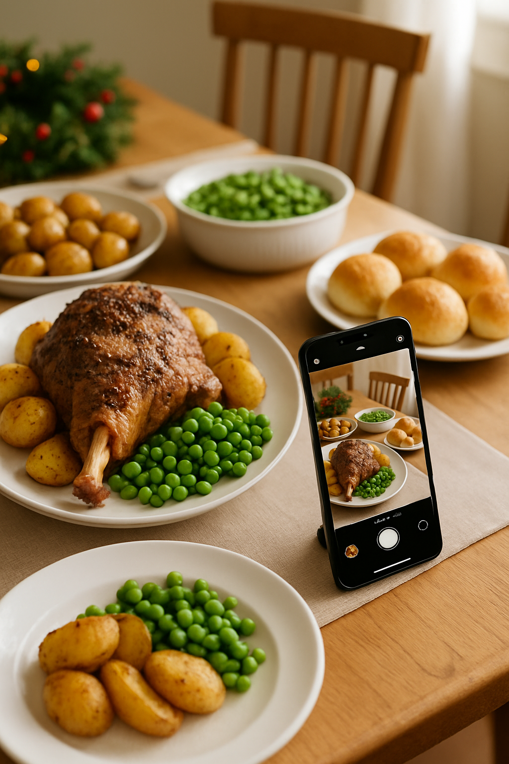 A person using the SnapEat AI app to track calories of a Holy Week meal by taking a photo.