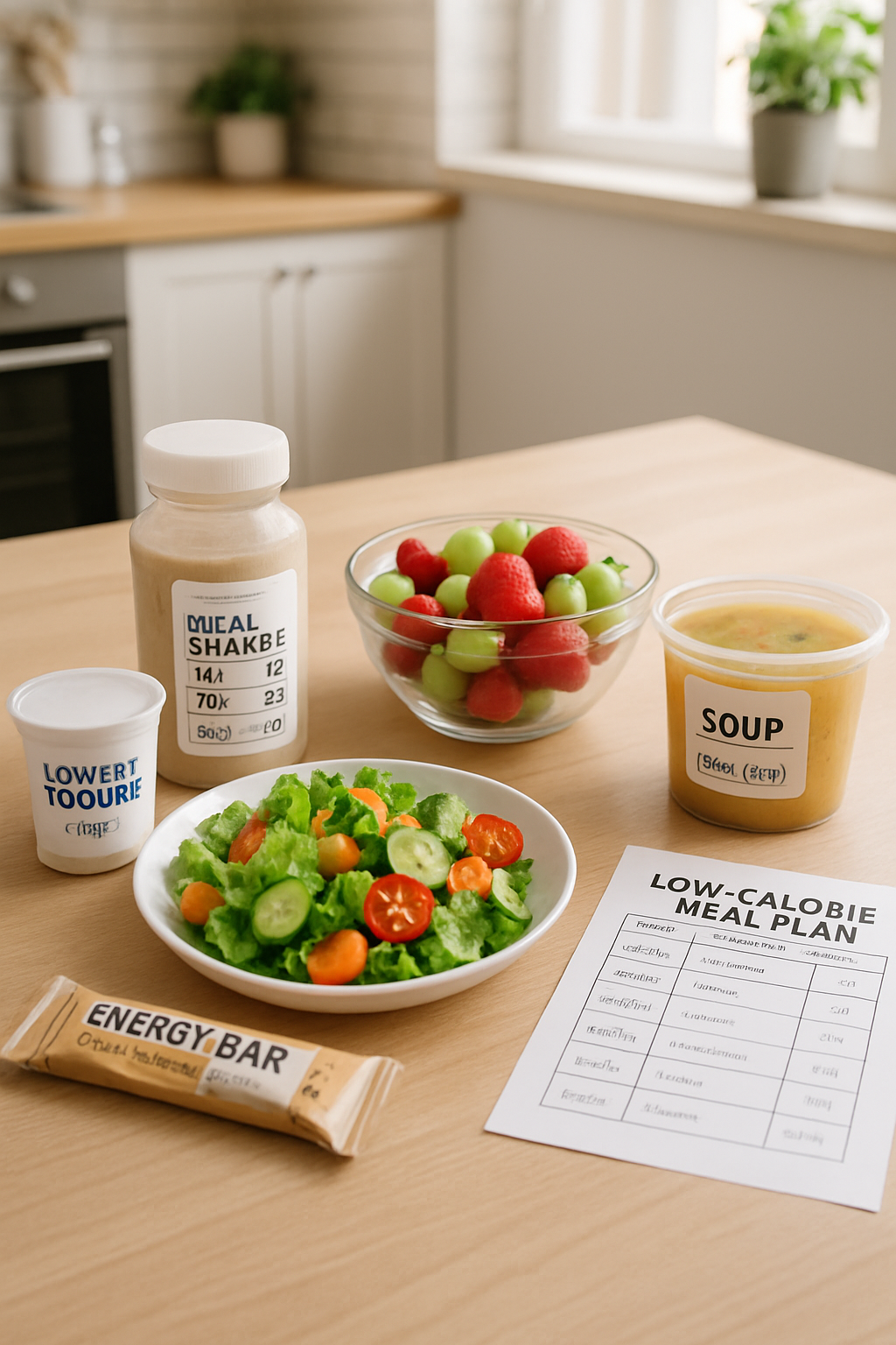 A person using the SnapEat AI app on their smartphone to track the calories of a healthy salad.