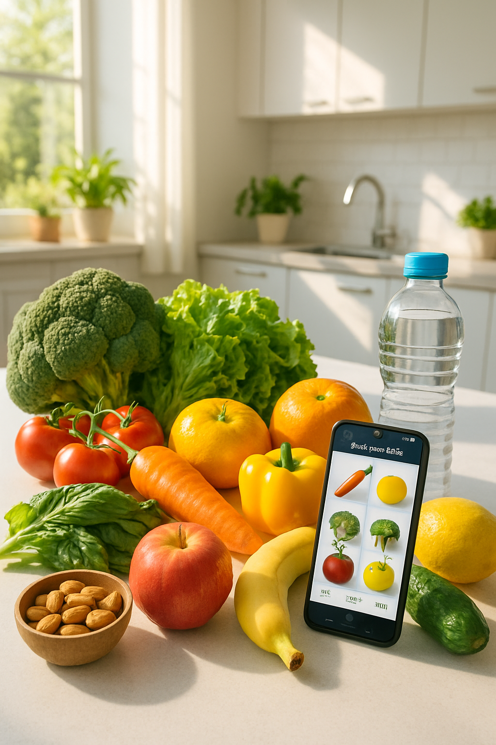 A vibrant, healthy salad being logged on the SnapEat AI nutrition tracker app as part of the April Wellness Challenge.
