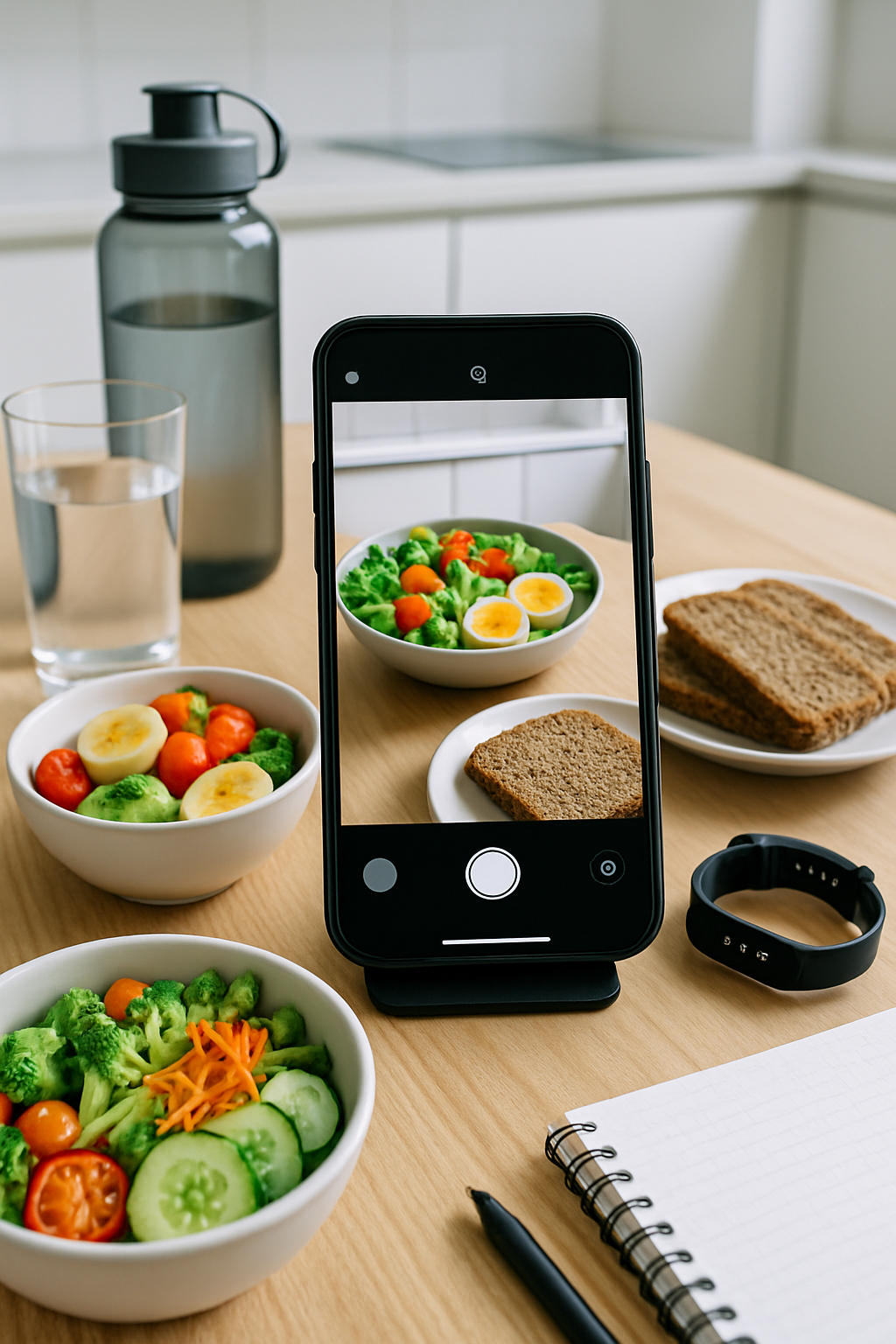 NFL Hall of Famer Tony Gonzales using the SnapEat AI food recognition app on his smartphone.