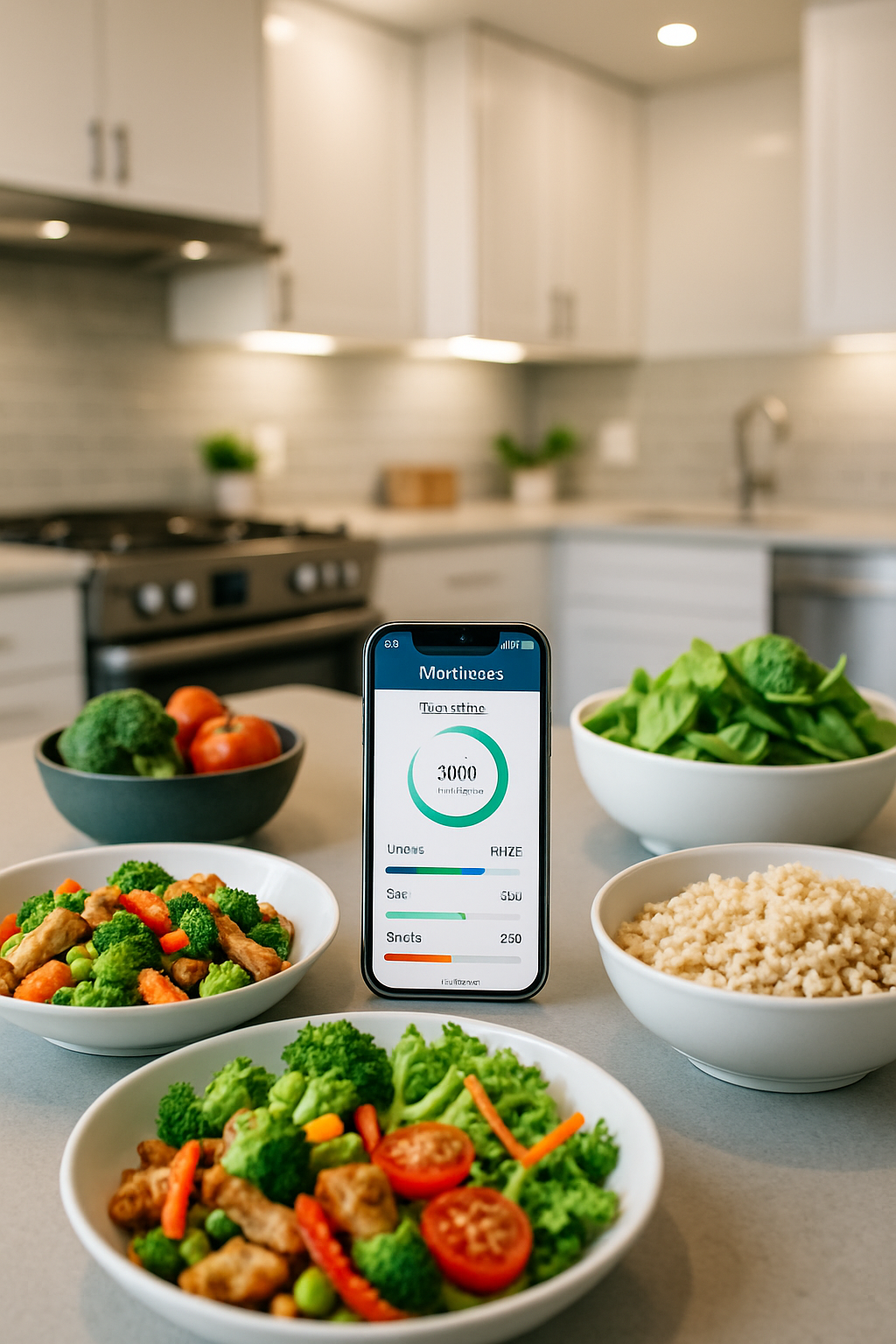 Smartphone displaying the SnapEat AI nutrition tracker app with game-like stats, inspired by Arknights Endfield.