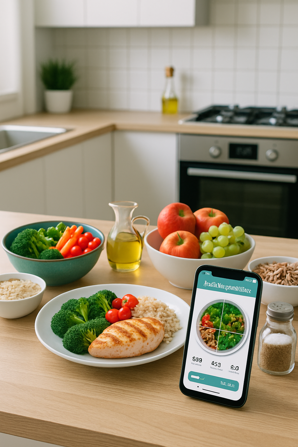 Smartphone screen showing the SnapEat AI meal tracker app instantly analyzing a photo of a healthy meal with detailed nutrition facts.