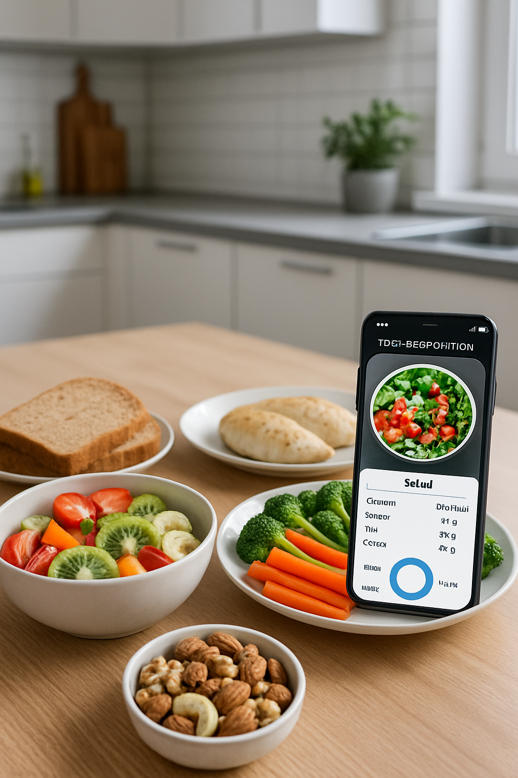 A person using the SnapEat AI food tracker app on their phone to scan a healthy meal.