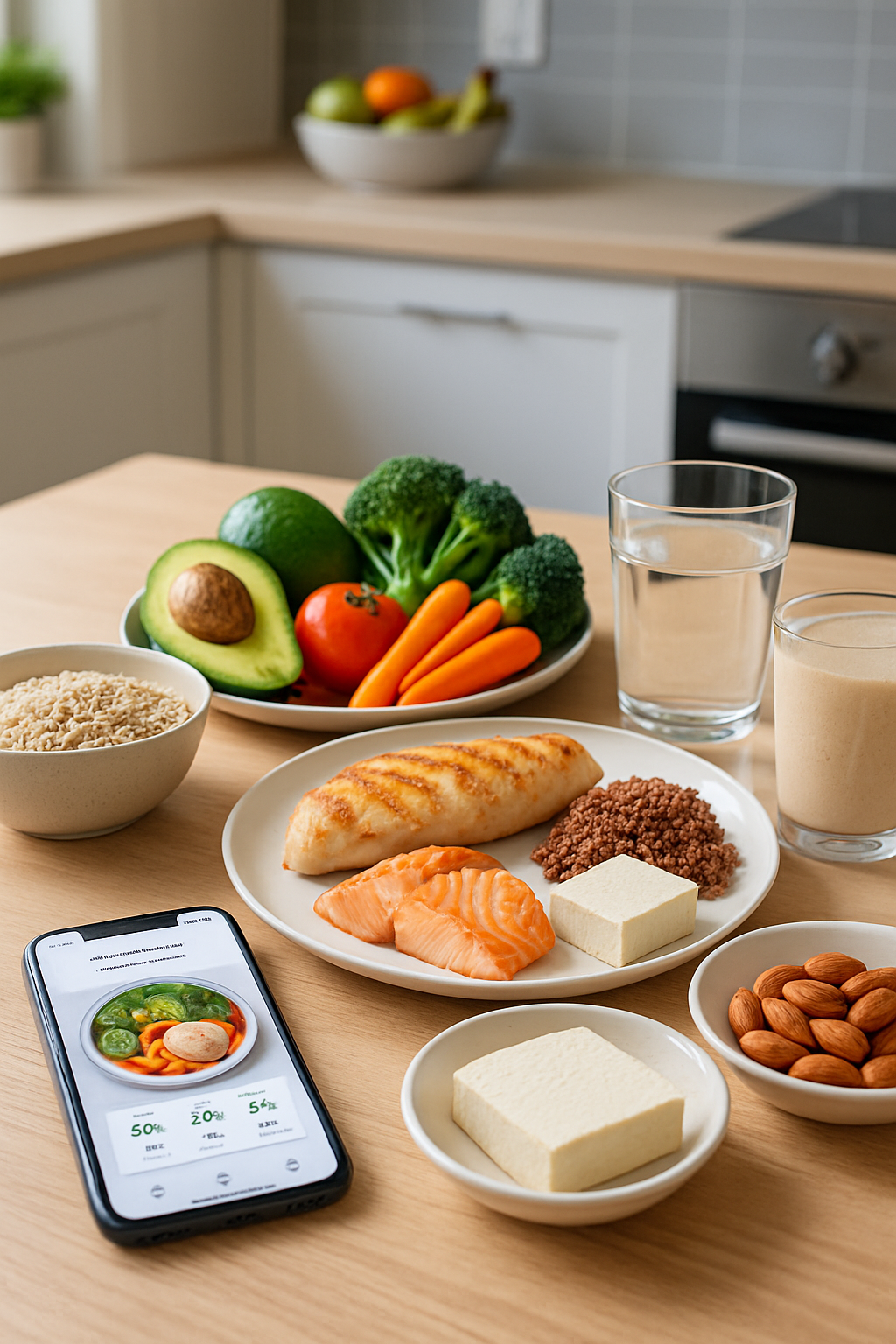 Dancer using SnapEat AI app on their phone to track a healthy meal, optimizing nutrition for the #seedance2 challenge.