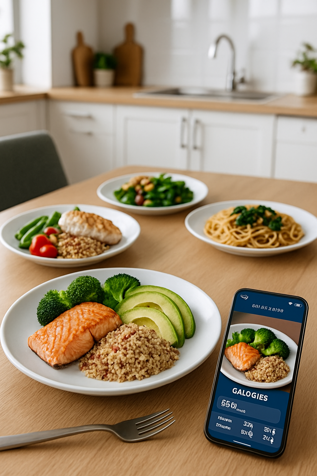 A smartphone showing the SnapEat AI nutrition tracker app analyzing a photo of a healthy meal, inspired by Ludwig Göransson's transformation.