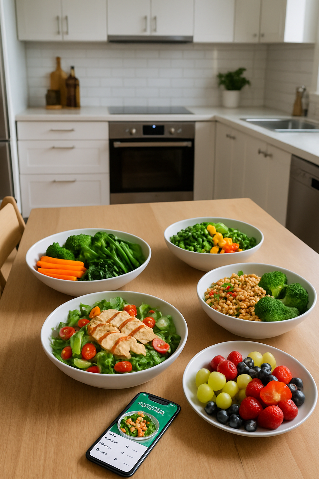 A smartphone displaying the SnapCoach AI app instantly analyzing a balanced meal via its food recognition feature.