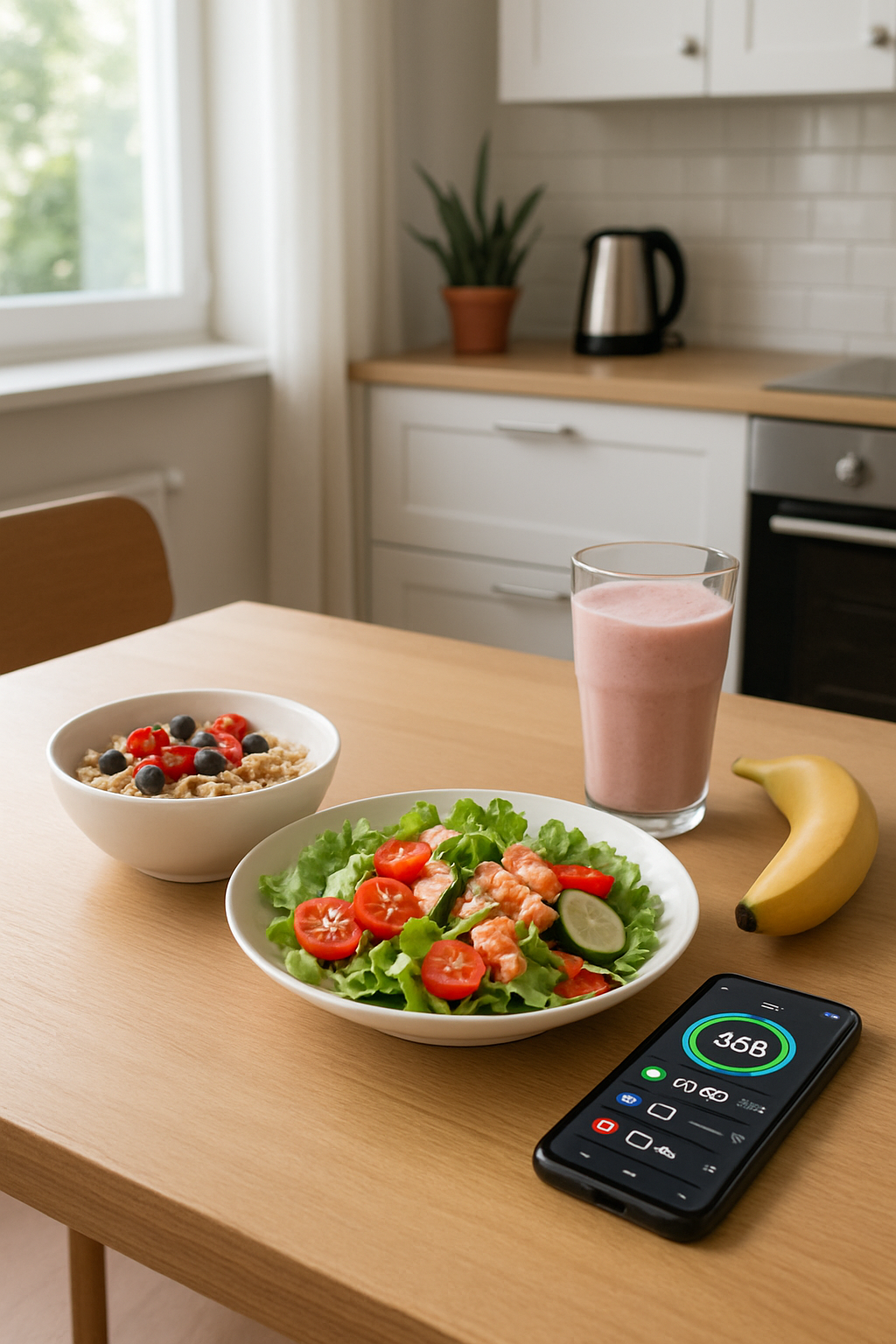 A smartphone showing the SnapEat AI calorie counter app interface after taking a photo of a meal.
