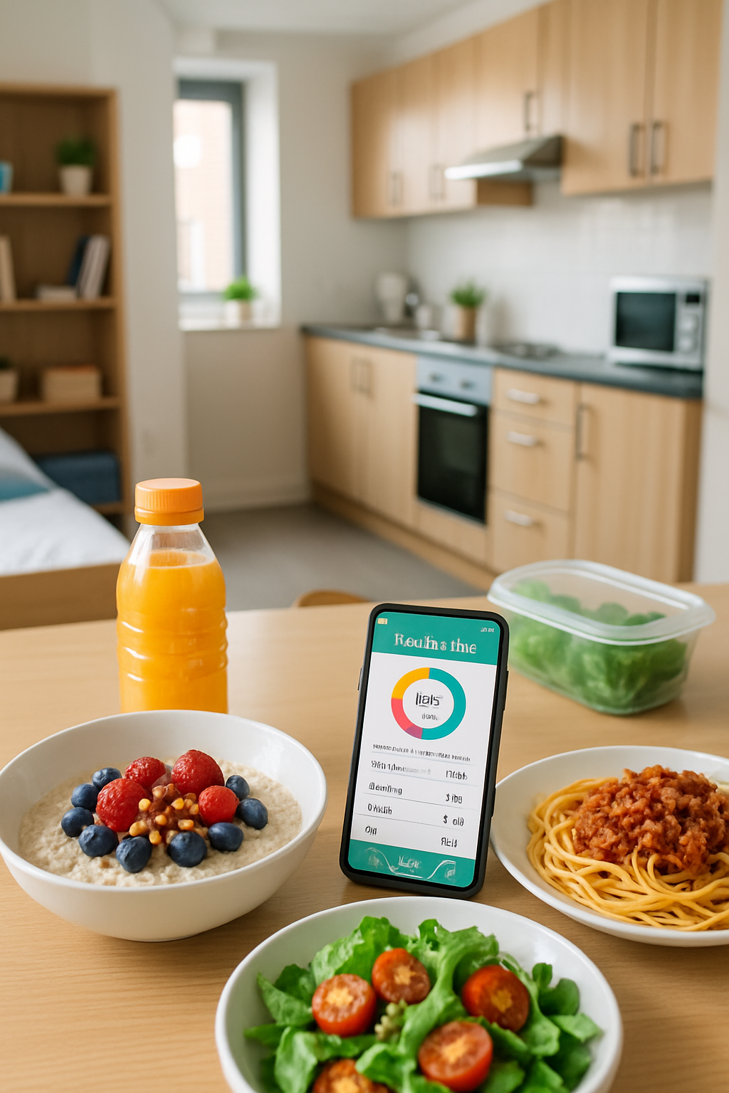 UCL student using the SnapEat AI nutrition coach app on their phone to track calories from a photo of their meal.