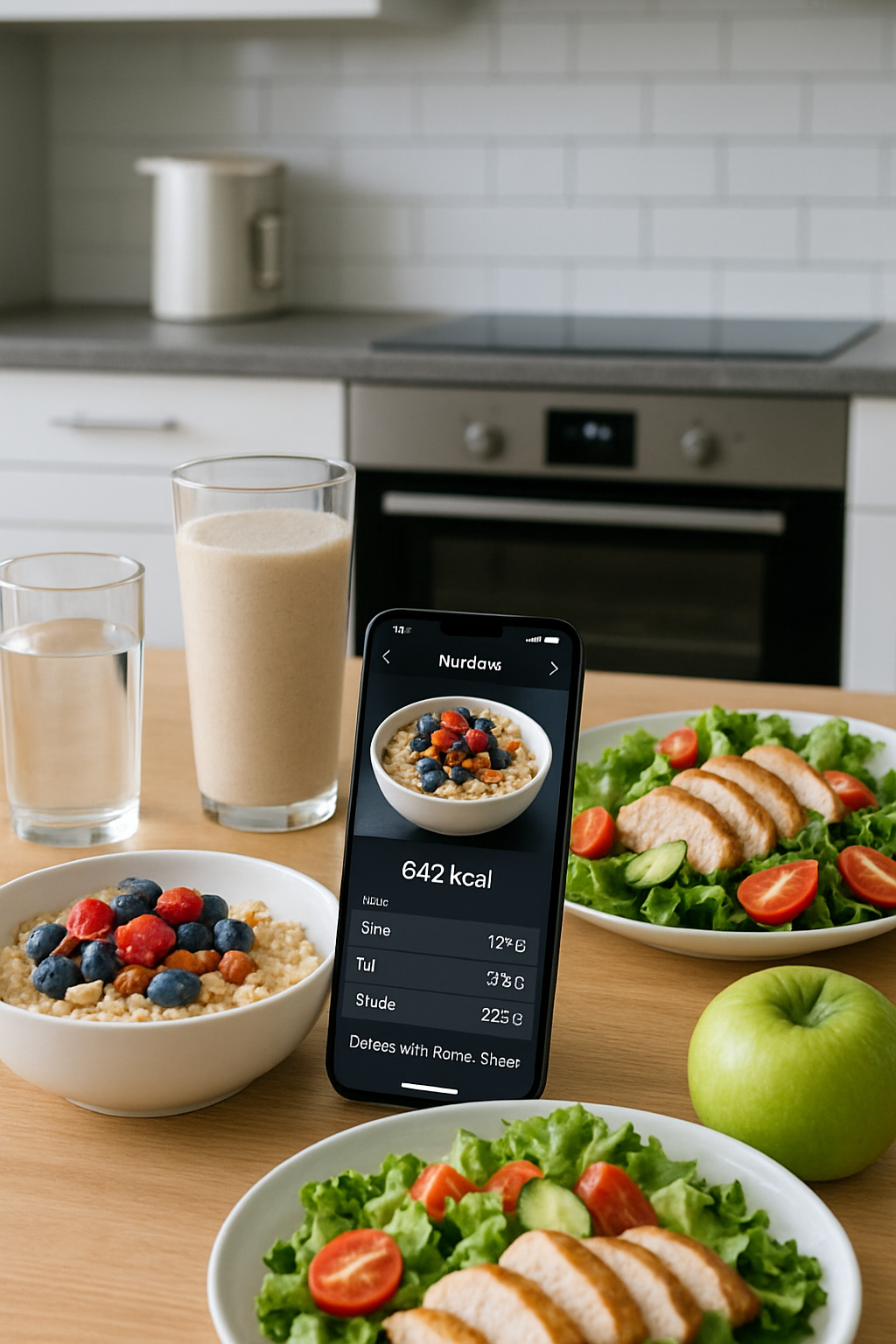 An athlete using the SnapEat AI nutrition tracker app on their phone to log a meal, with Aston Villa's colors in the background.