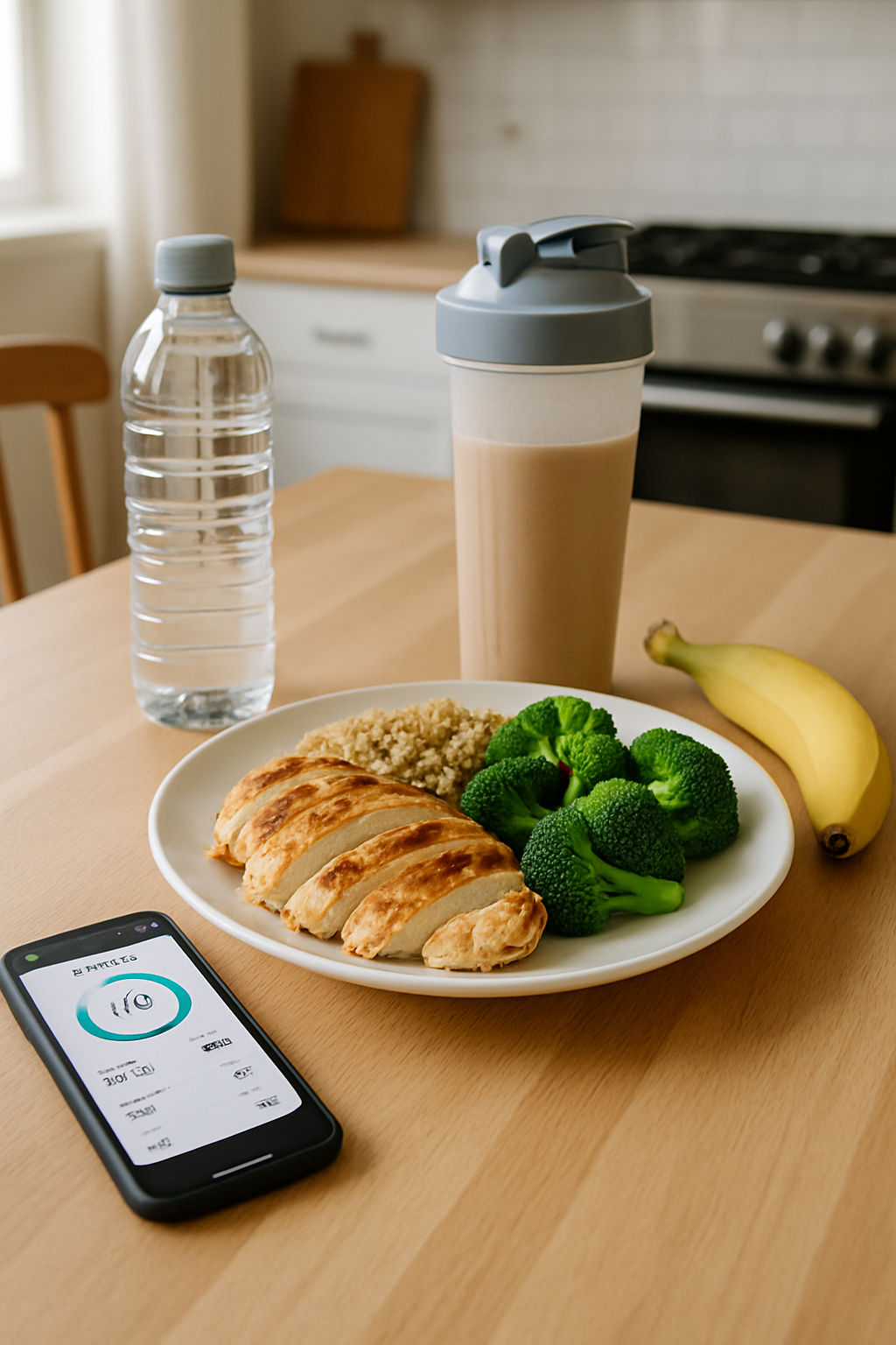 An AI nutrition coach app interface showing a meal analysis for an athlete's nutrition plan.