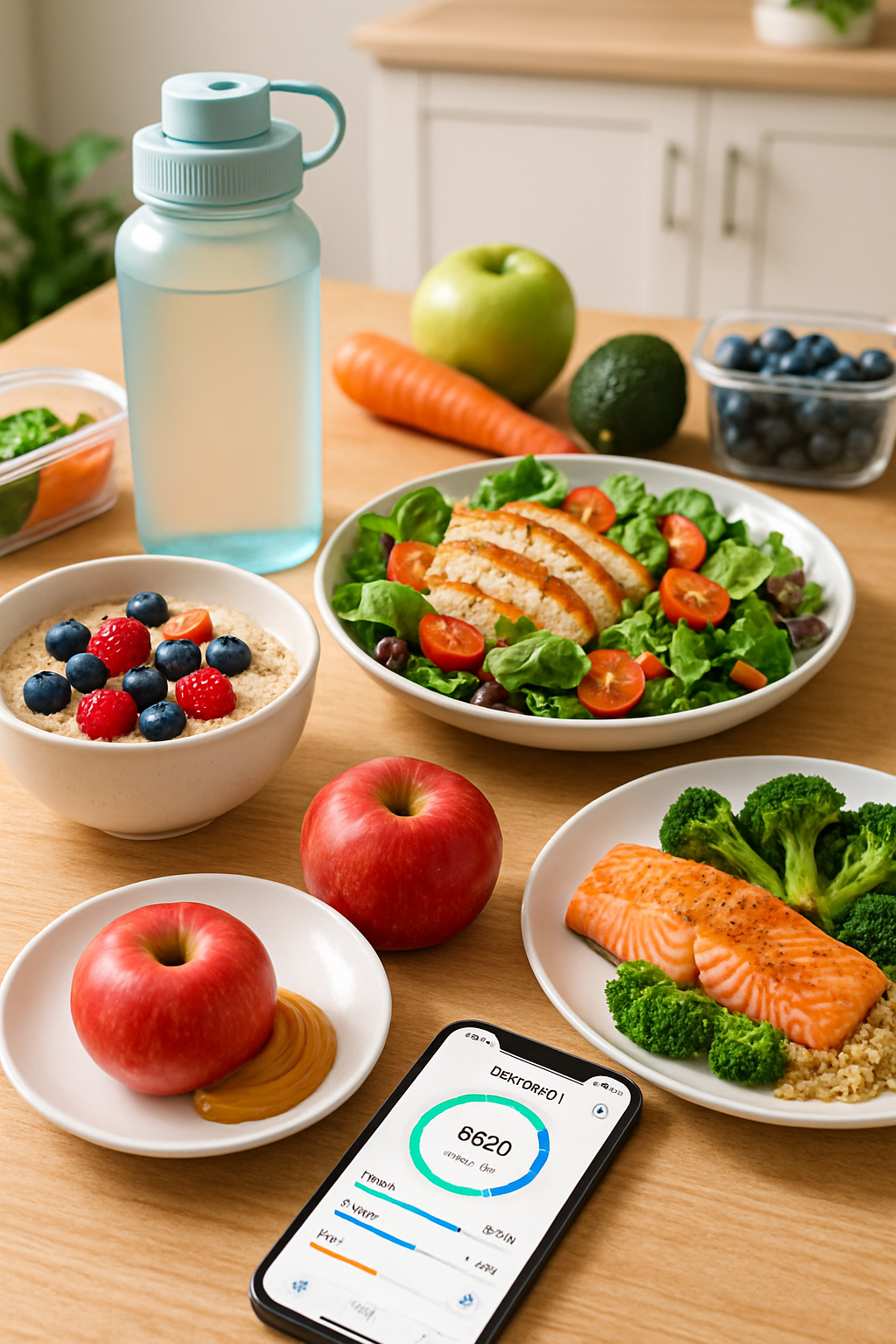 Teenager planning her healthy prom prep nutrition using the SnapEat AI app on her phone.