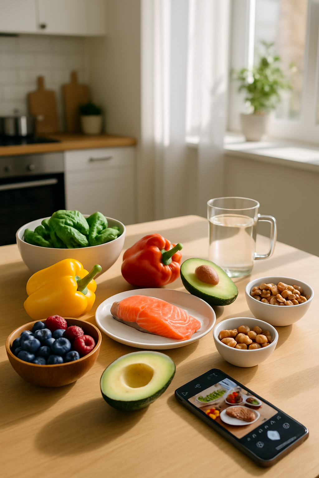 A person using the SnapEat AI meal tracking app to take a photo of a healthy meal for glowing skin.