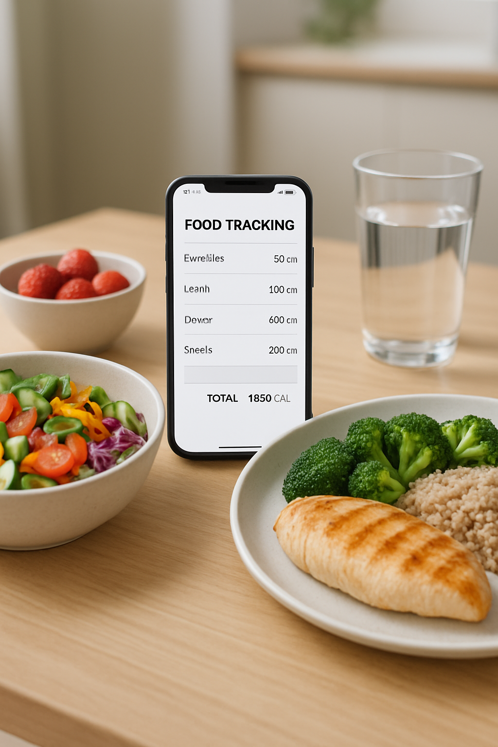 A phone screen showing the SnapEat AI food tracker app successfully identifying a bowl of salad and providing its nutrition breakdown, illustrating how to track food by photo.