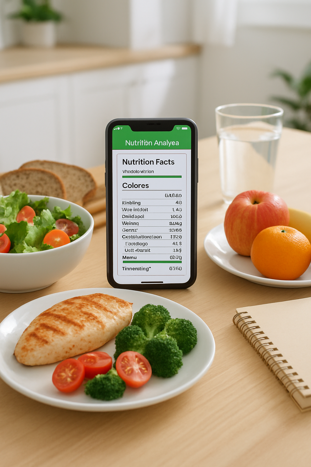A user holding a phone with the SnapEat AI app, taking a picture of a healthy meal to use the smart calorie counter feature.
