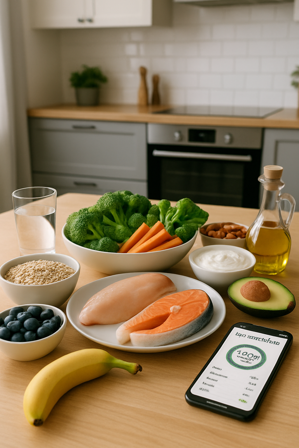 A smartphone showing the SnapEat AI app interface analyzing a healthy meal of salmon and vegetables, symbolizing how to track your diet.
