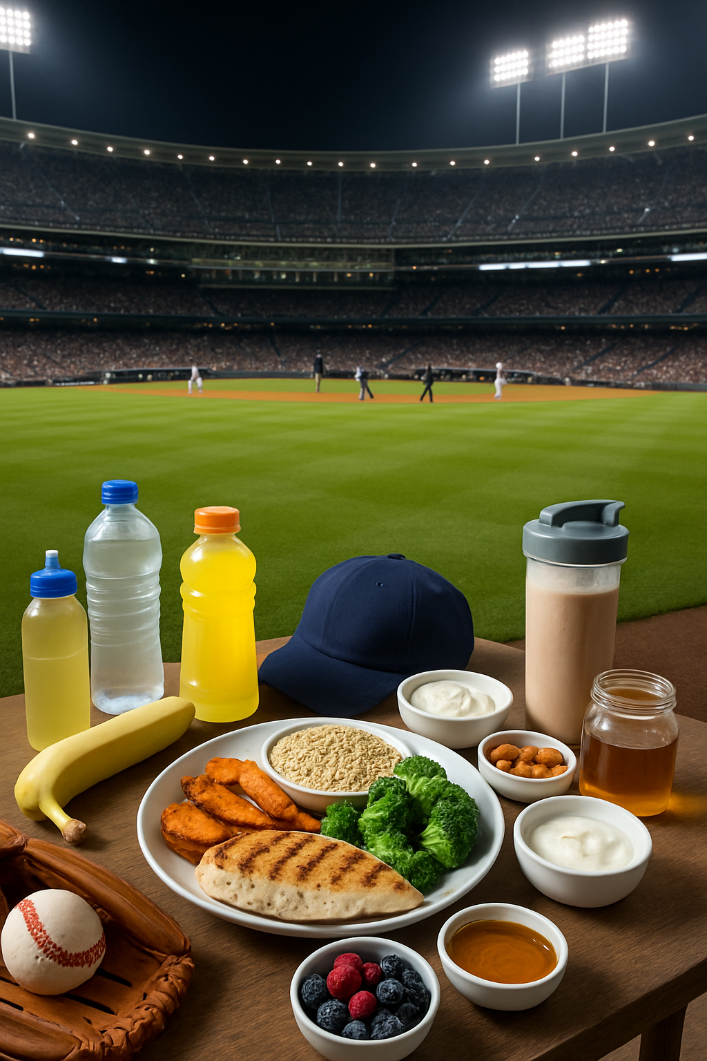 A baseball player reviews their pre-game meal analysis on the SnapEat AI nutrition coach app