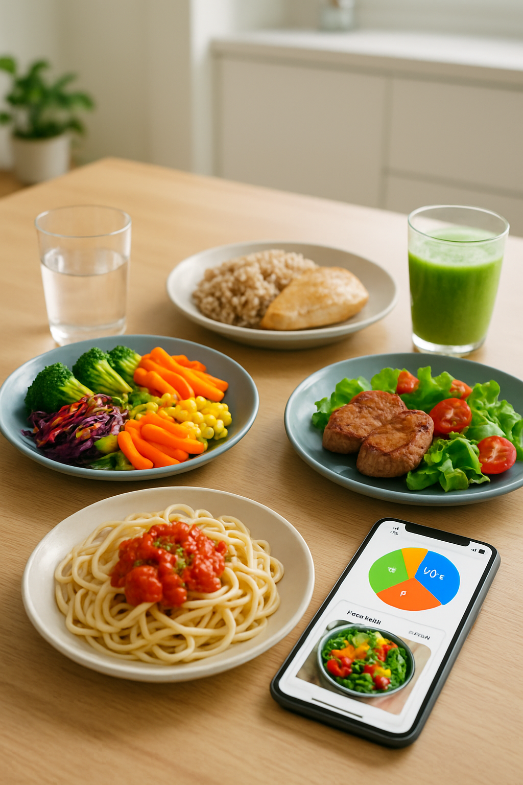 A smartphone showing the SnapEat AI nutrition tracker app analyzing a photo of a healthy meal with salmon and vegetables.