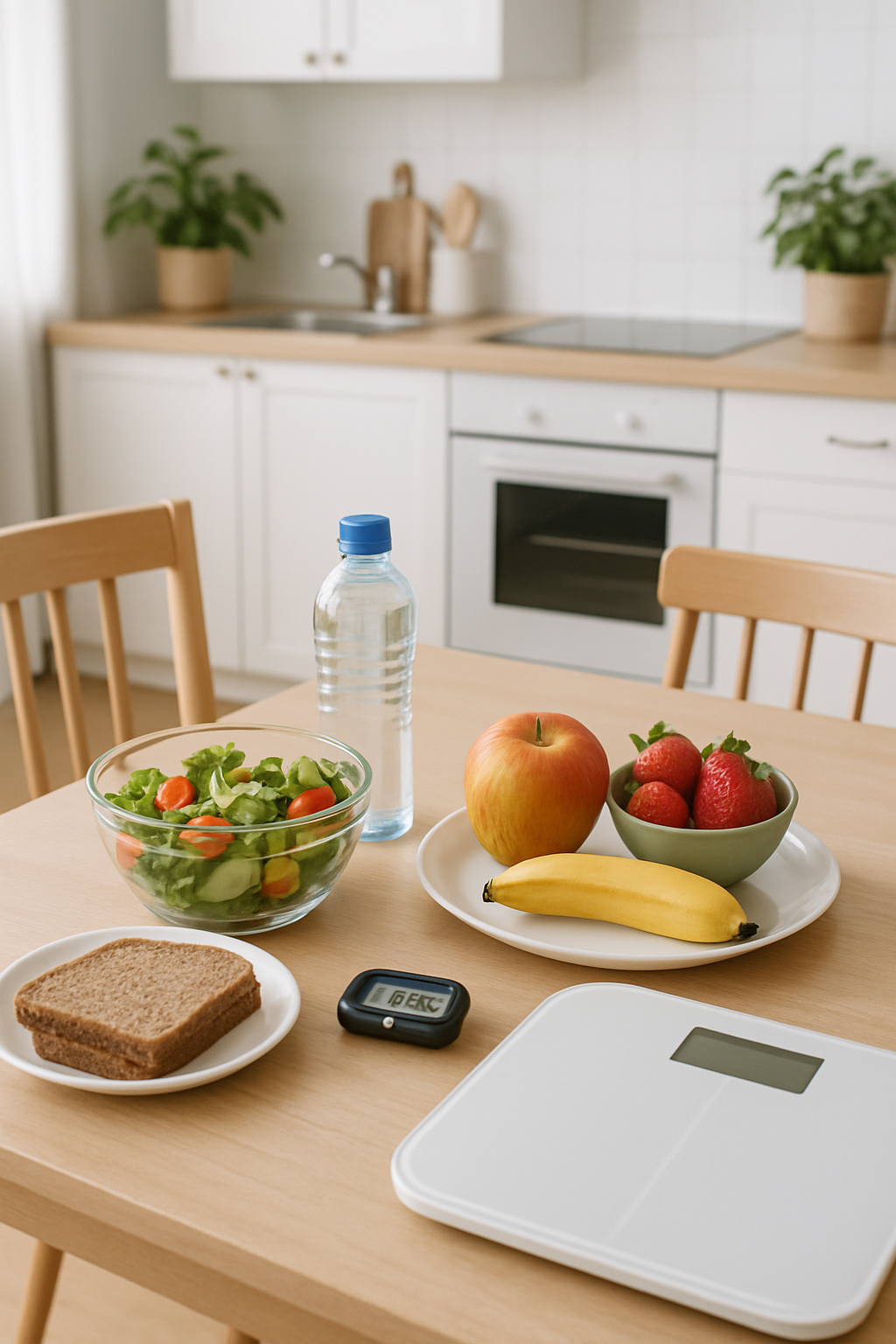 A person using the SnapEat AI app on their phone to recognize and track the calories of a healthy salad.