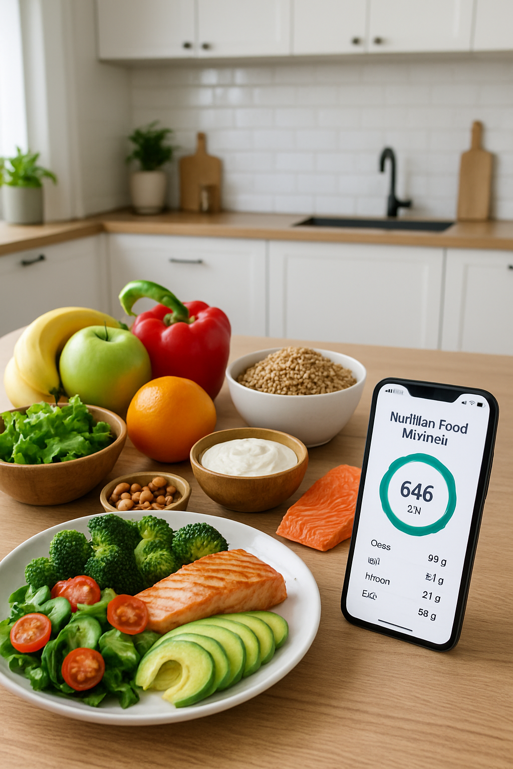 Bride using the SnapEat AI app on her phone to track her wedding nutrition plan