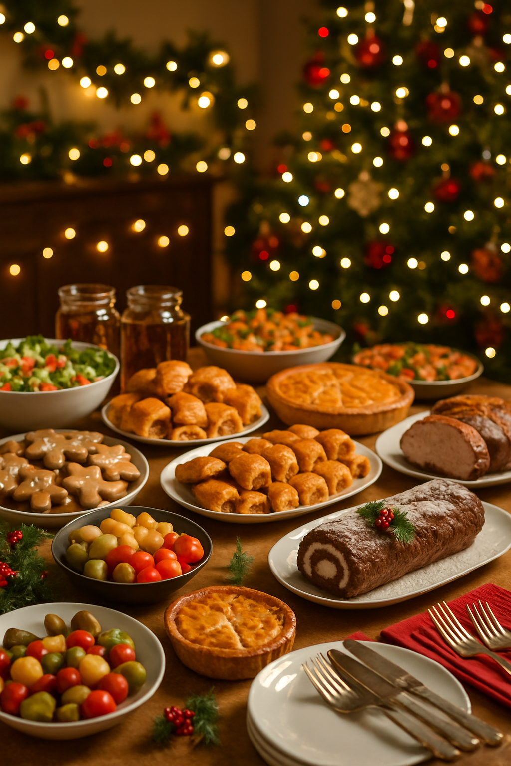 A person using the SnapEat AI food tracker app on their phone to scan a plate of Christmas party food