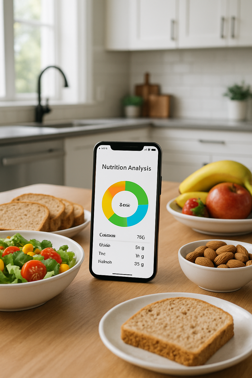 A person using the SnapEat AI food tracker on their phone to log a healthy meal by taking a photo.