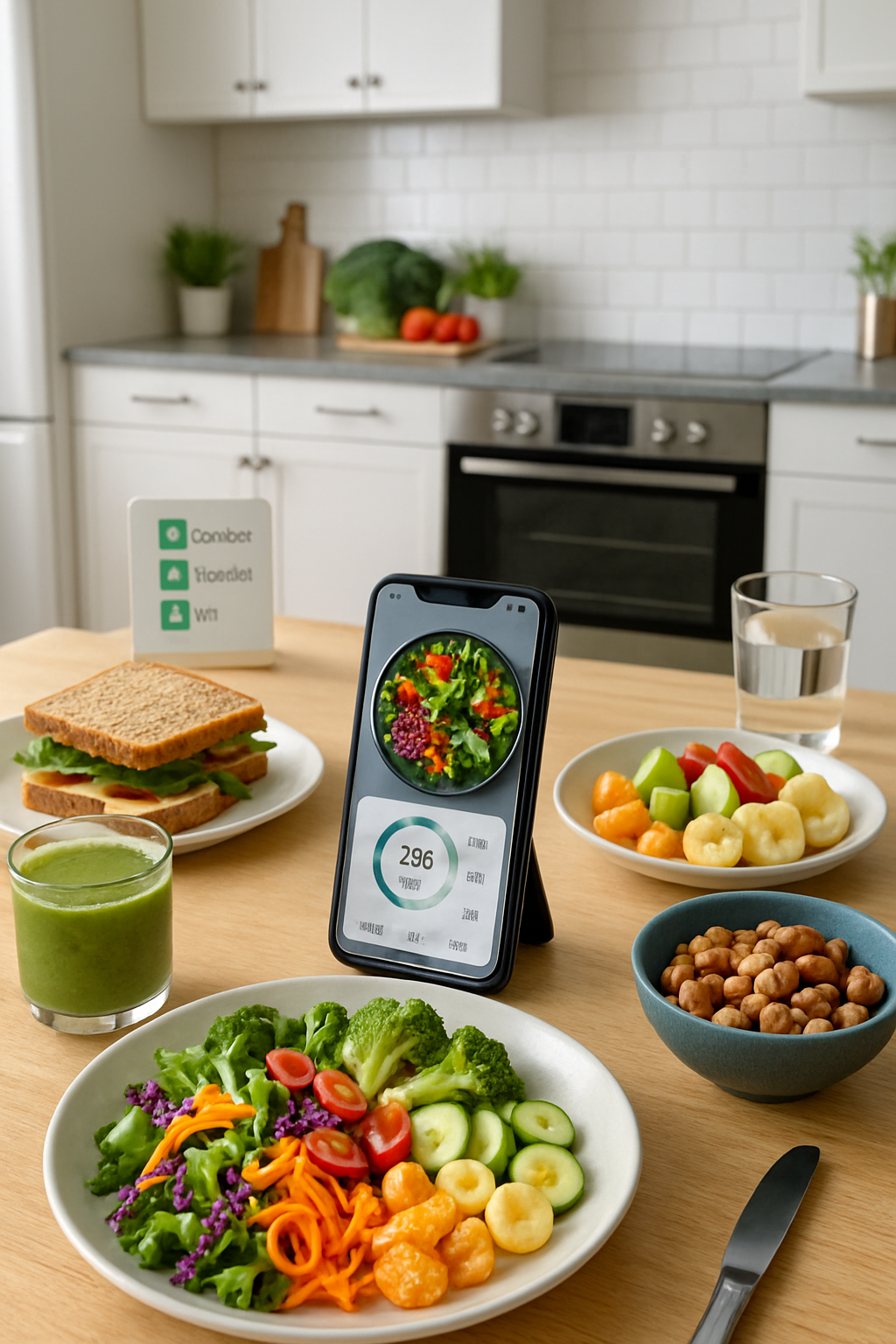 A smartphone displaying the SnapEat AI nutrition tracking app with a photo of a healthy meal, illustrating the Lakers vs Jazz health strategy.