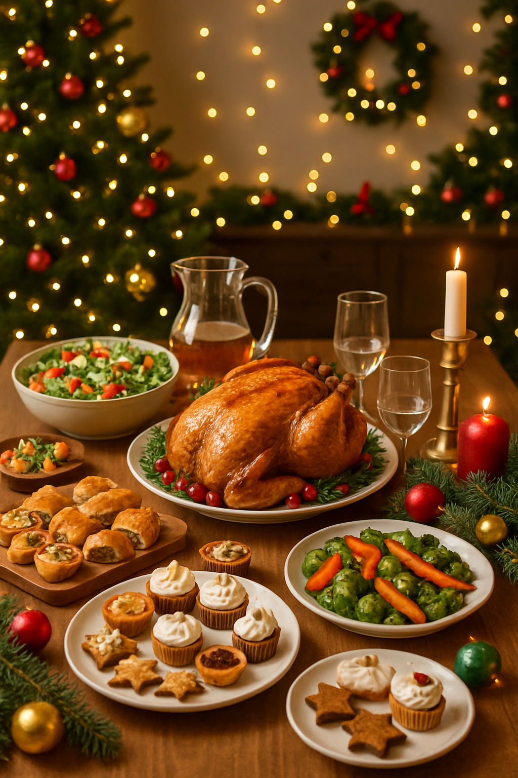 A smartphone screen showing the SnapEat AI food tracker app analyzing a plate of Christmas party food like shrimp and salad.