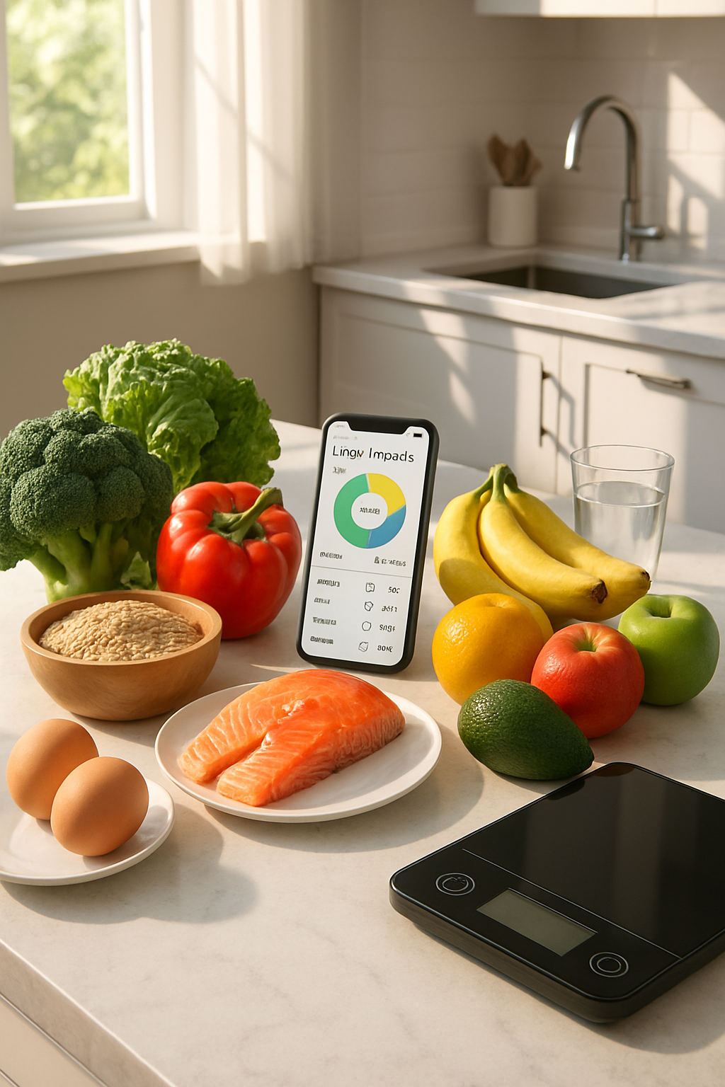 A smartphone showing the SnapEat AI app interface which uses AI to track calories from a photo of a meal.