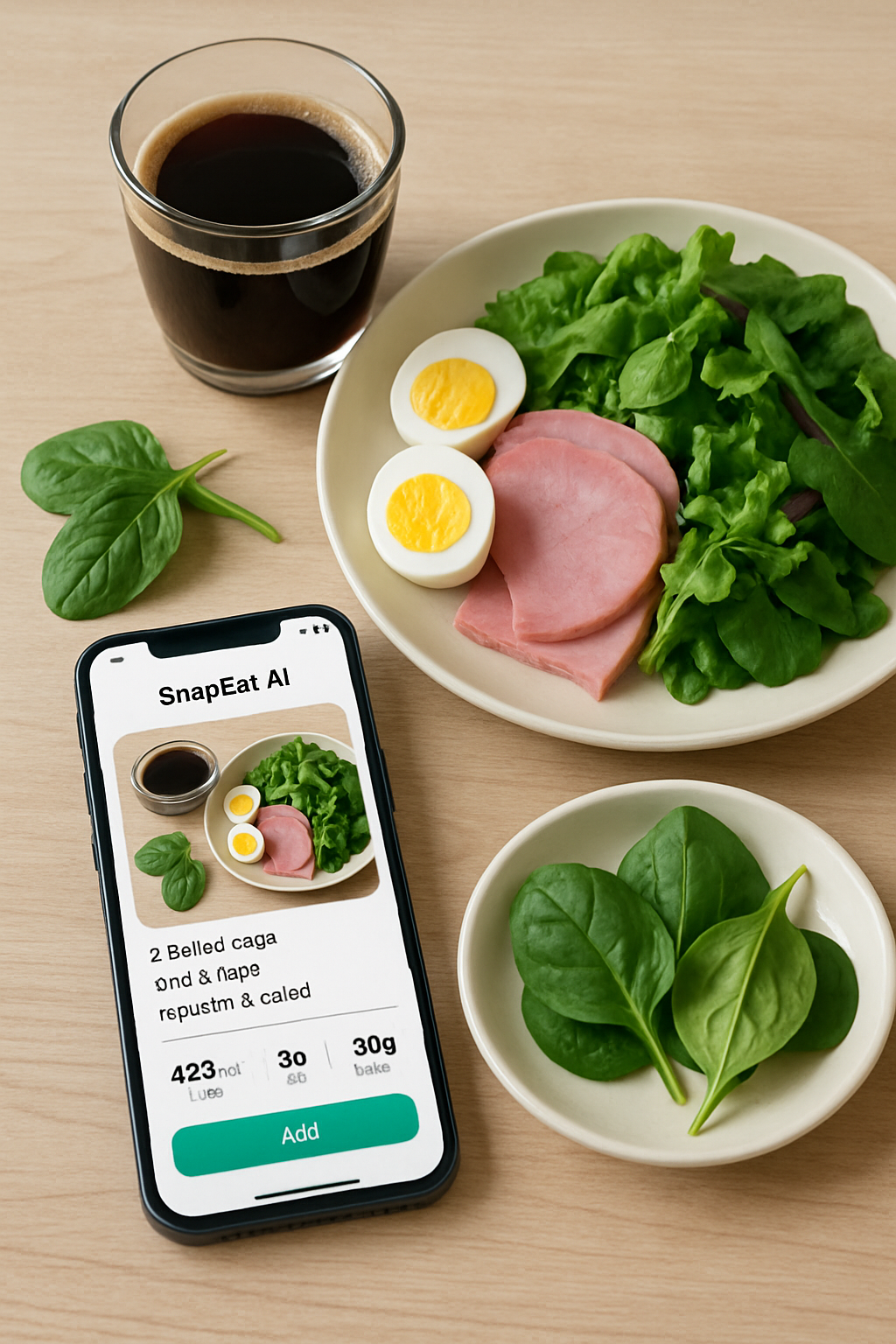A detailed nutritional analysis of a Copenhagen Diet meal shown on a smartphone with the SnapEat AI food coach app.