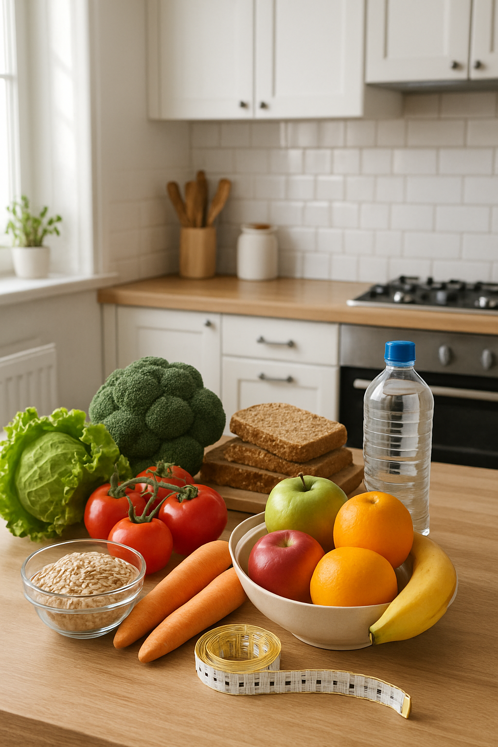 A vibrant and healthy salad on a plate, with a smartphone next to it displaying the SnapEat AI app interface, symbolizing smart food tracking.