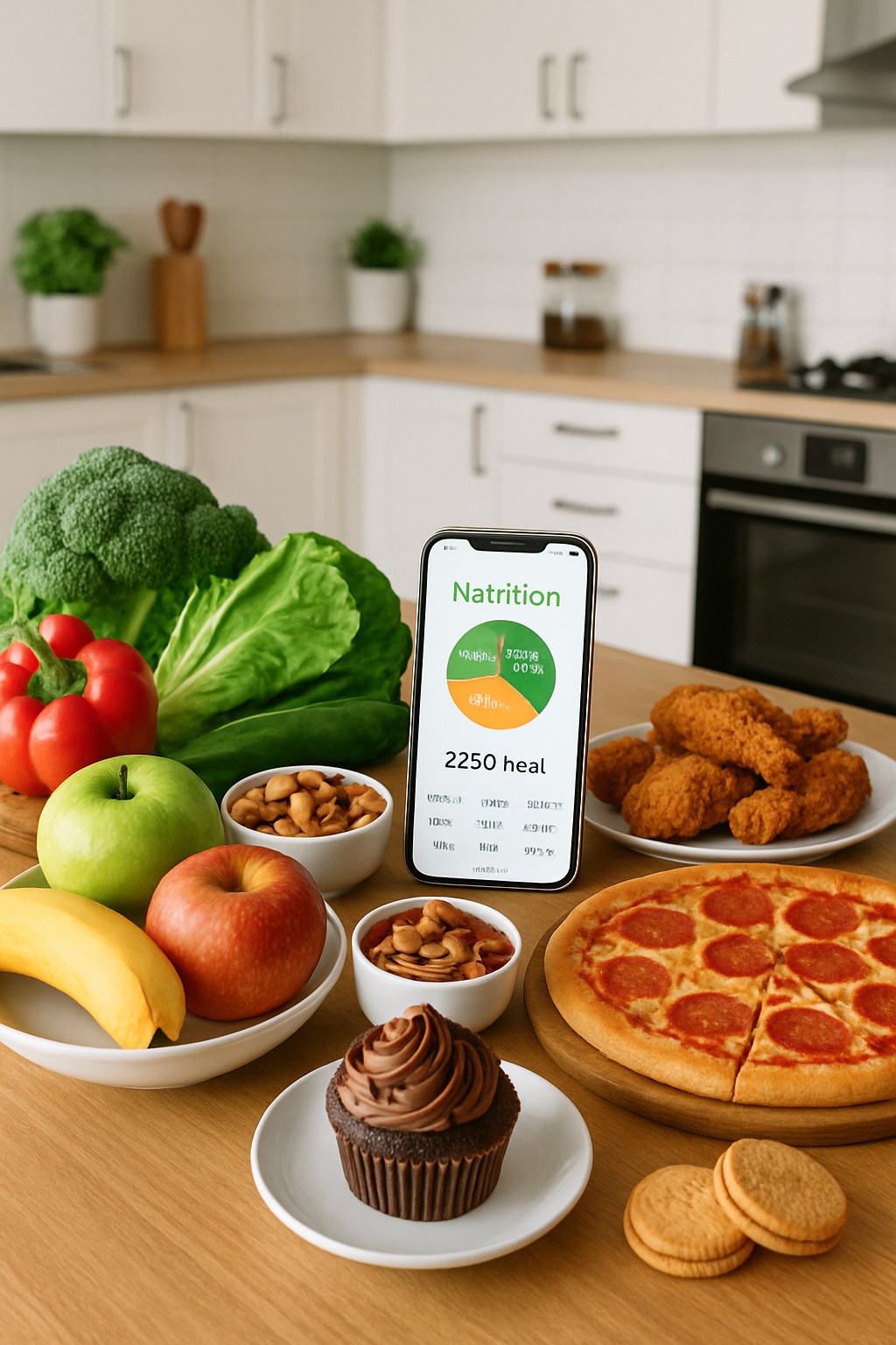 Smartphone showing the SnapEat AI health coach app interface, which uses photo recognition to track meals and gamify nutrition goals.