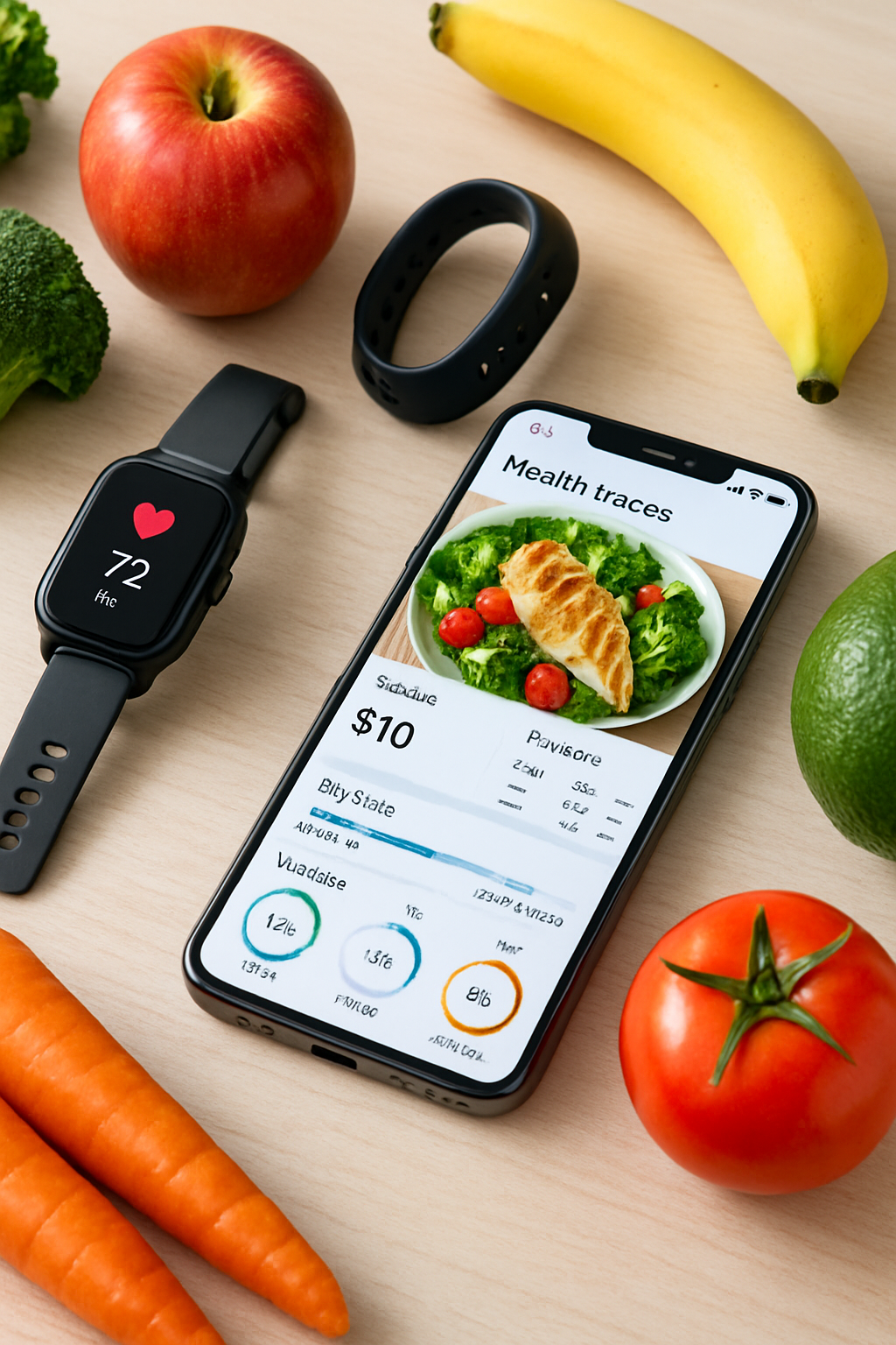 A smartphone displaying the SnapEat AI app interface with AI coach Yoonchae analyzing a photo of a meal for nutritional information.