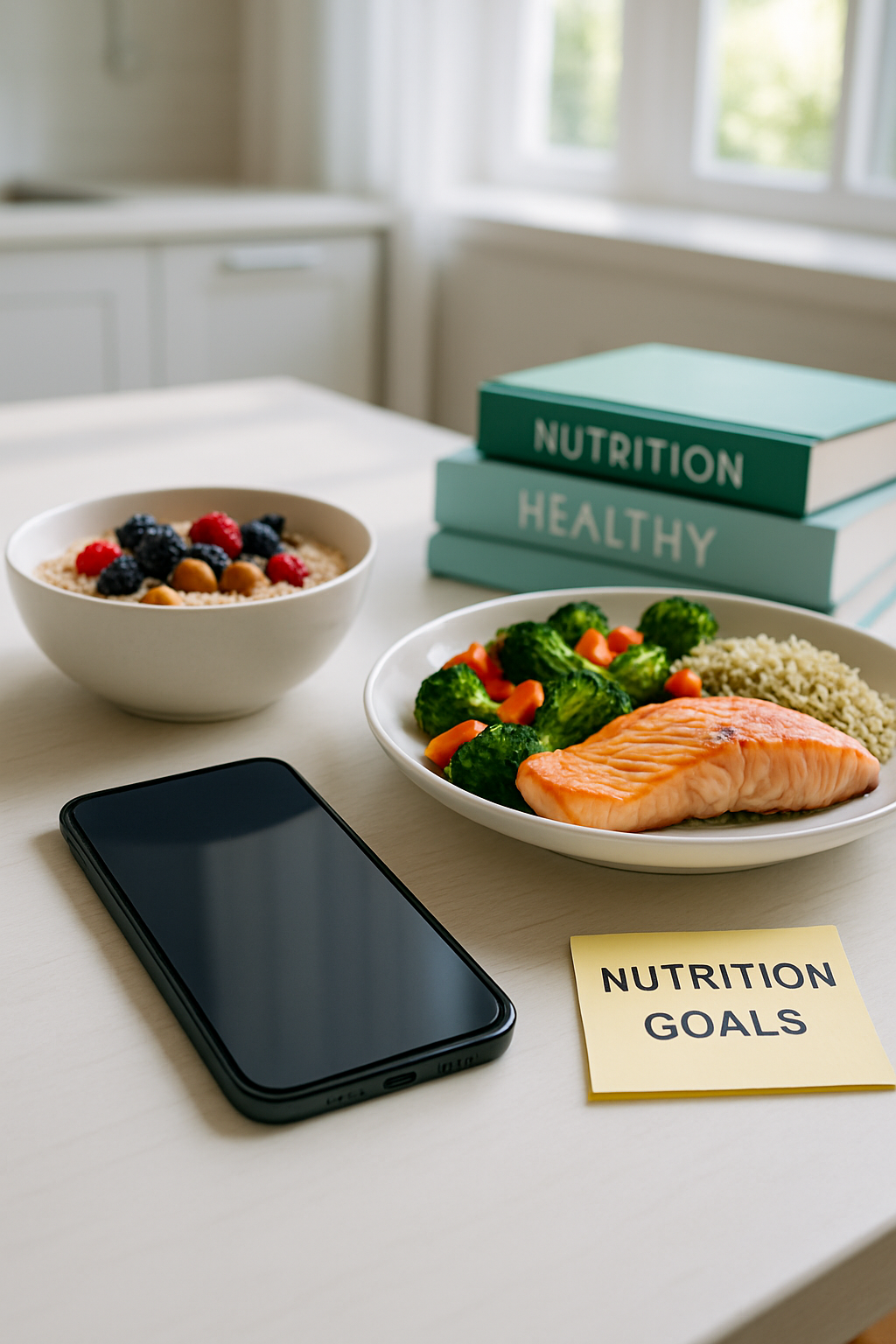 A smartphone showing the SnapEat AI app interface after analyzing a photo of a healthy meal of salmon and vegetables.