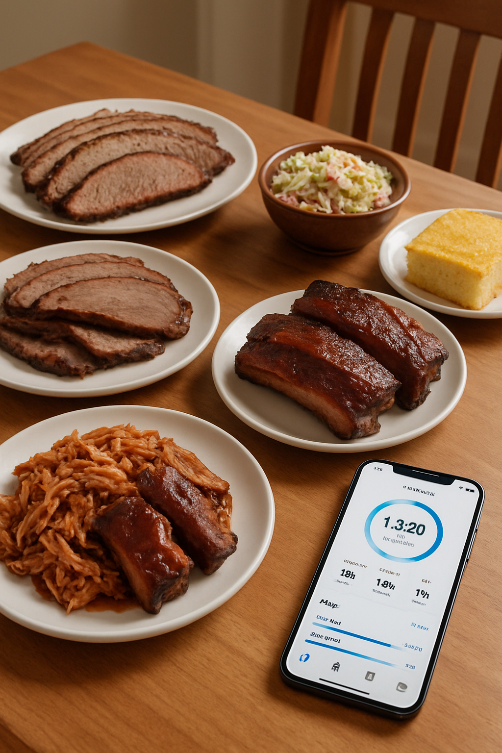 A person using the SnapEat AI nutrition tracker app to analyze a plate of BBQ food, helping them stay on track with health goals.