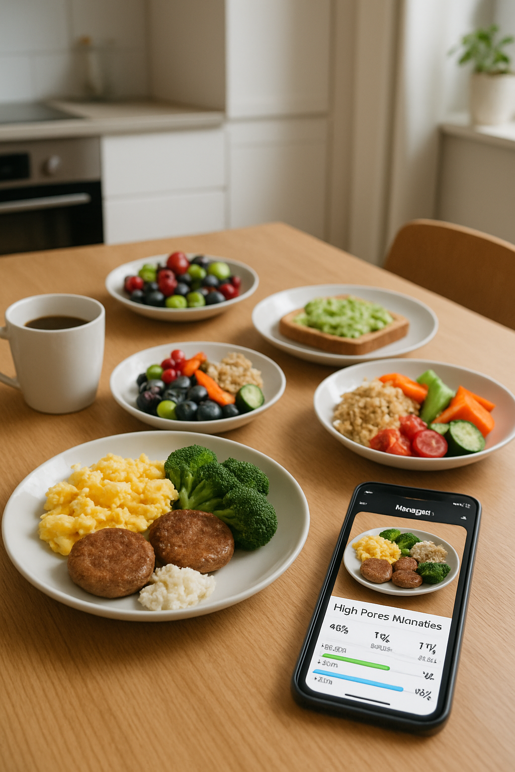 A TikTok creator using the SnapEat AI food tracker app on their phone to analyze a healthy meal for a viral video.