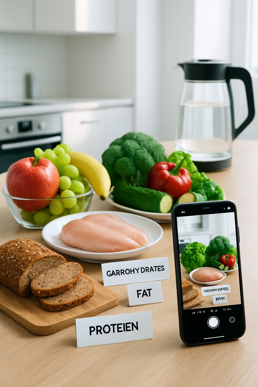 A smartphone displaying the SnapEat AI meal tracker app with Five Nights at Freddy's characters, illustrating a fun way to track calories and macros.