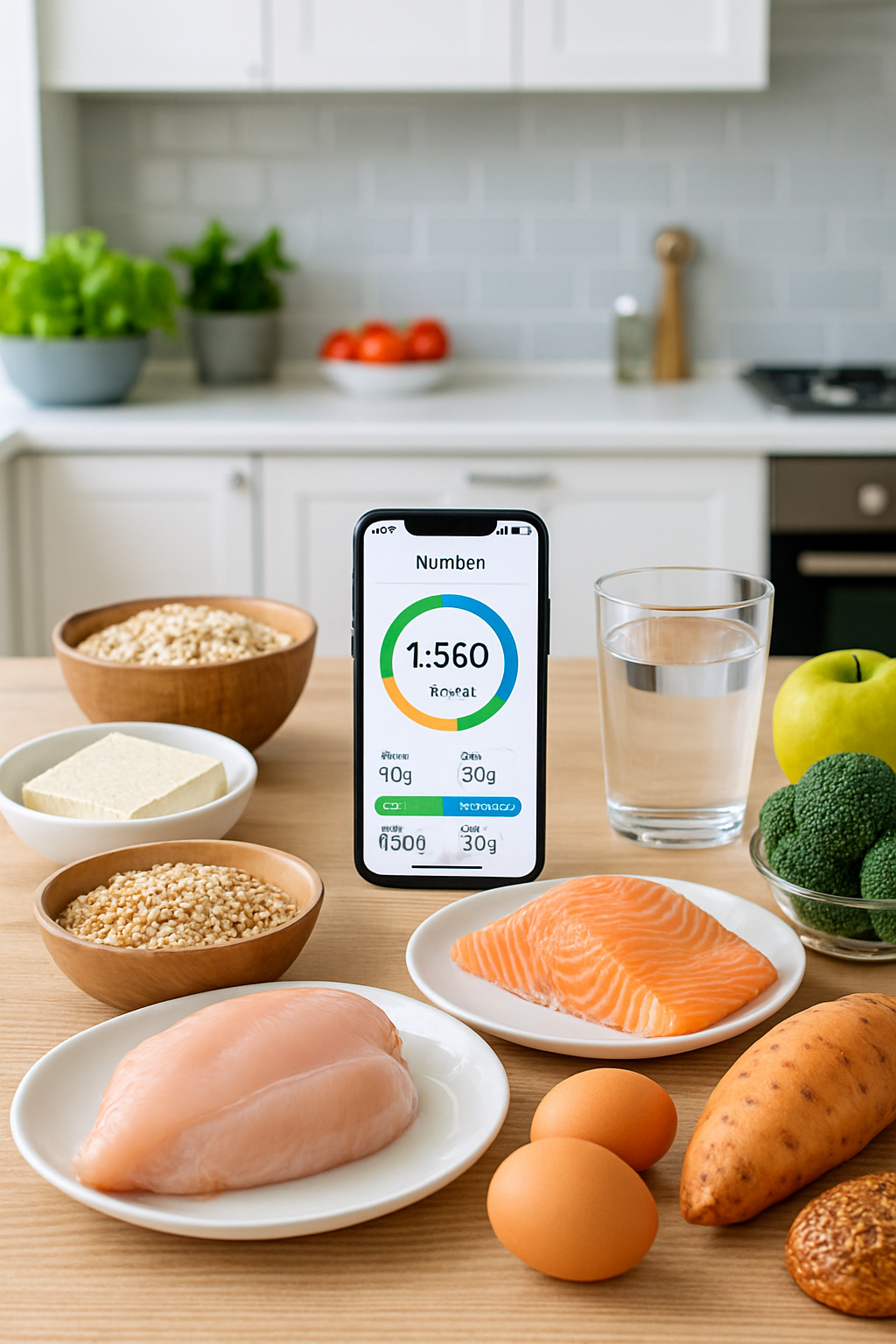 A smartphone screen showing the SnapEat AI nutrition tracker app analyzing a photo of a healthy meal with salmon and vegetables.