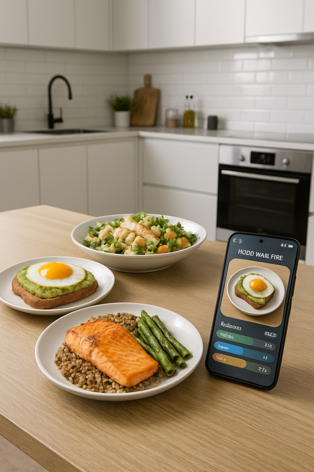 A user snapping a picture of their breakfast using SnapEat AI nutrition tracker on a smartphone.