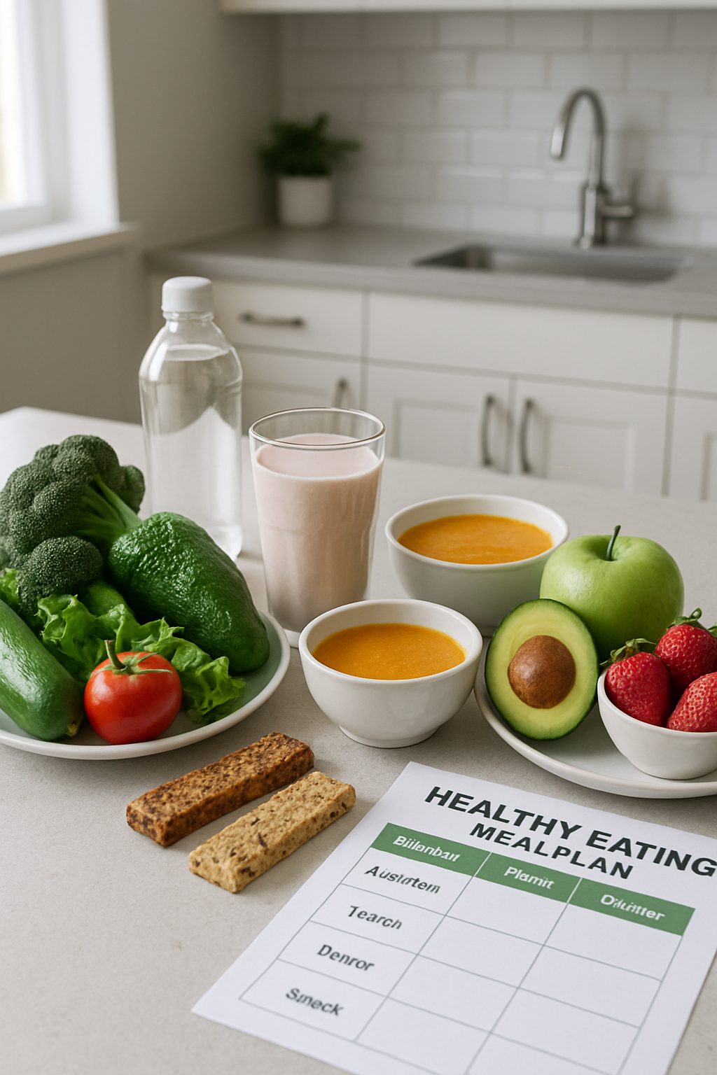 A person using the SnapEat AI app on their smartphone to scan and track a healthy meal consisting of salmon, avocado, and vegetables.