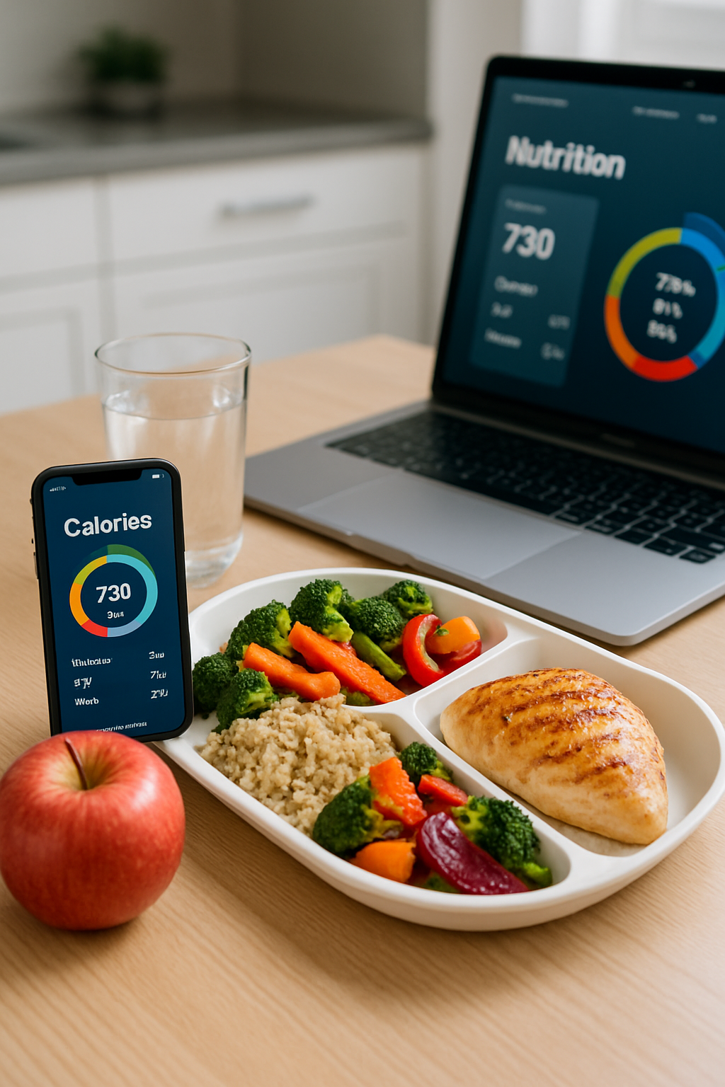 Phone screen showing the SnapEat AI nutrition tracker app analyzing a meal of salmon, broccoli, and quinoa.