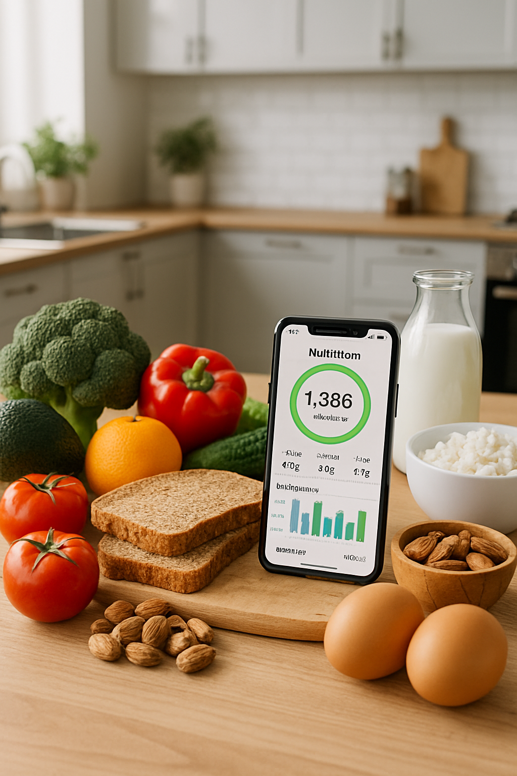A person using the SnapEat AI nutrition tracker app to log a healthy meal by taking a photo.