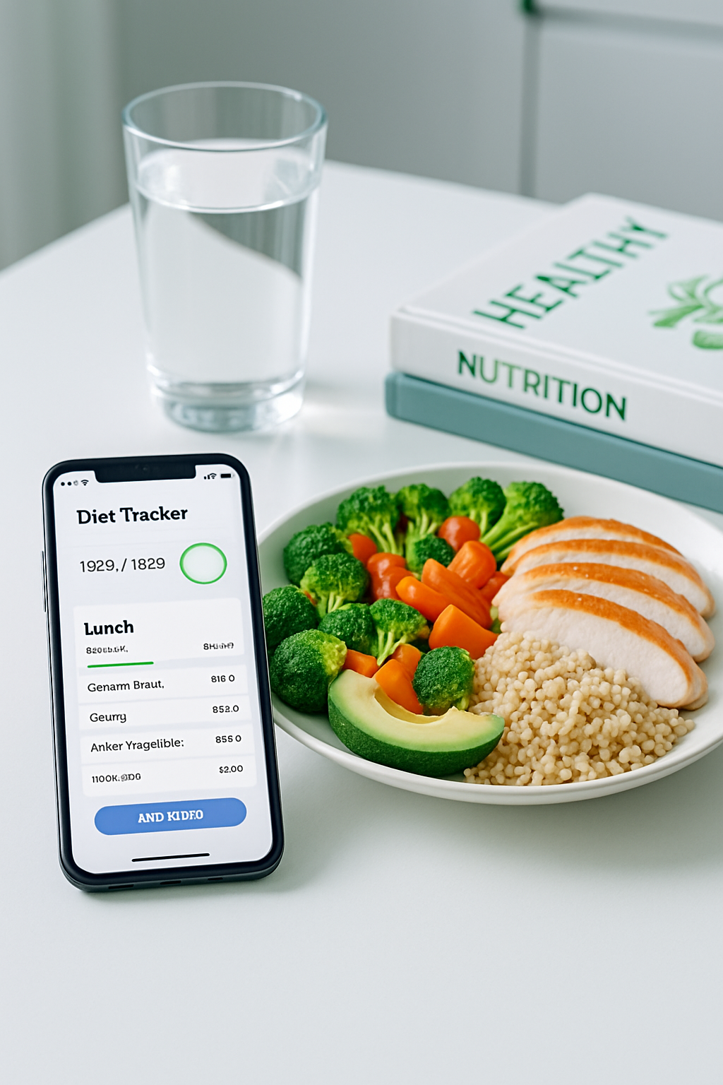A smartphone displaying the SnapEat AI nutrition coach interface, analyzing a healthy meal with its food scanner technology.