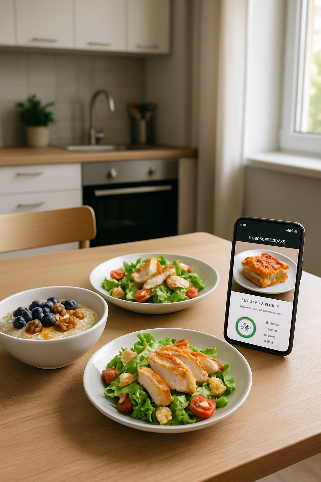 A man using the SnapEat AI nutrition coach on his phone to log a meal with the photo food tracker feature.