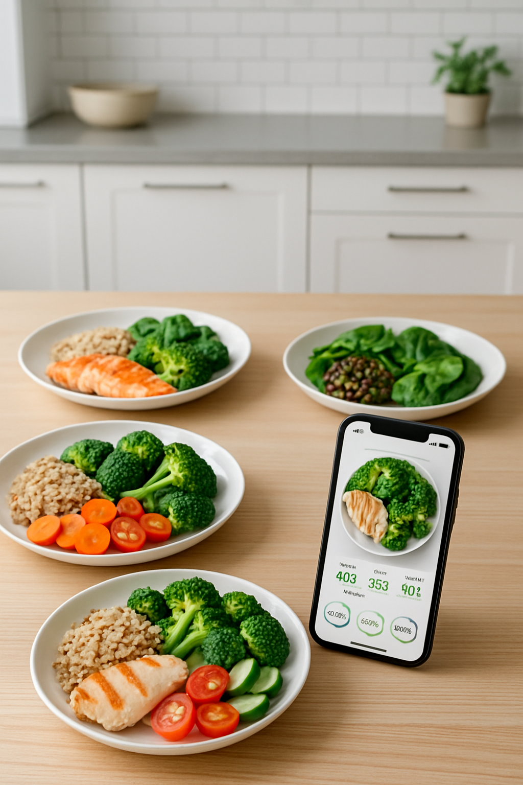 A smartphone showing the SnapEat AI meal tracking app interface with a photo of a healthy meal, inspired by the #Hyunjin Challenge.