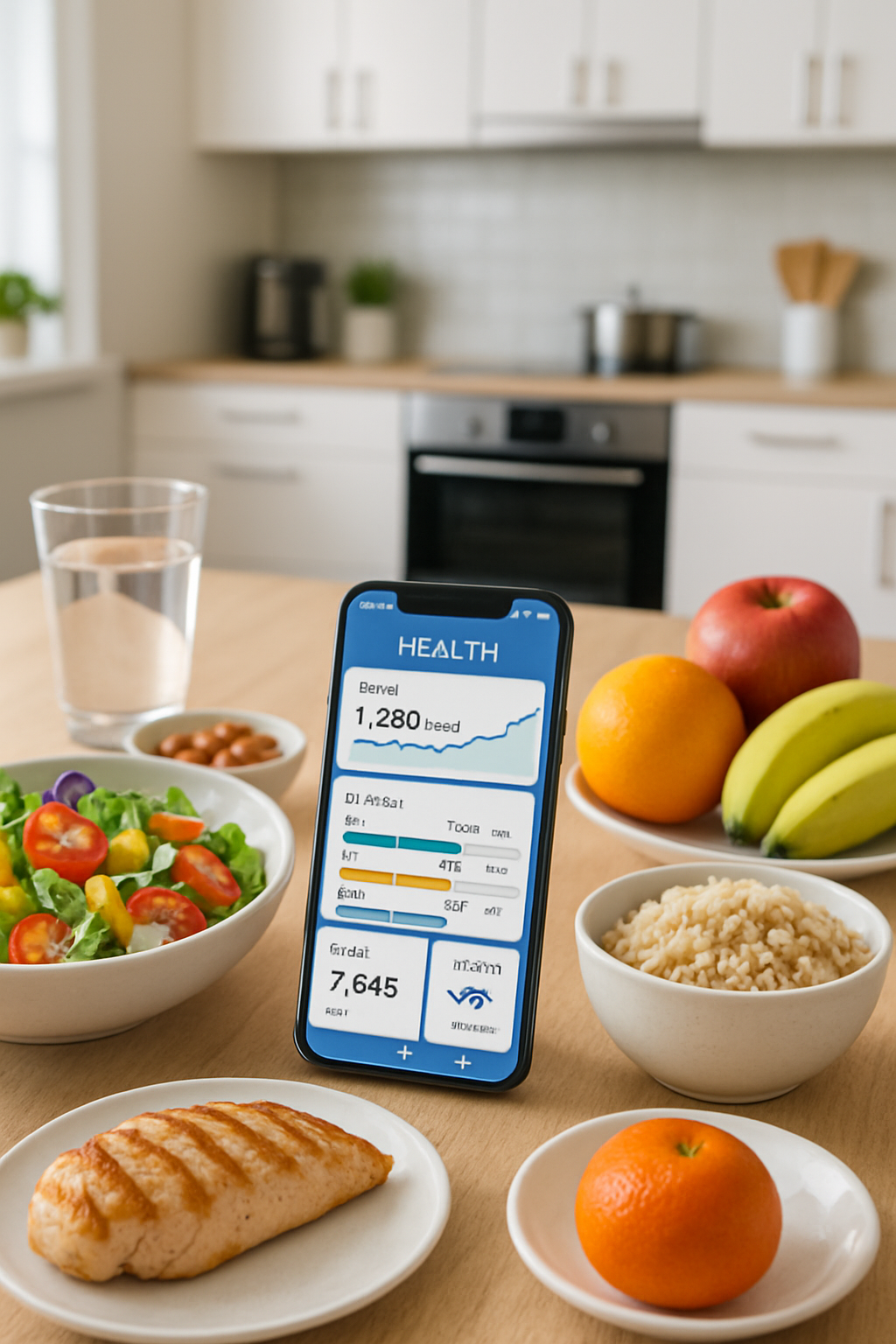 A person using the SnapEat AI smart food tracker app on their phone to analyze a healthy meal by taking a picture.