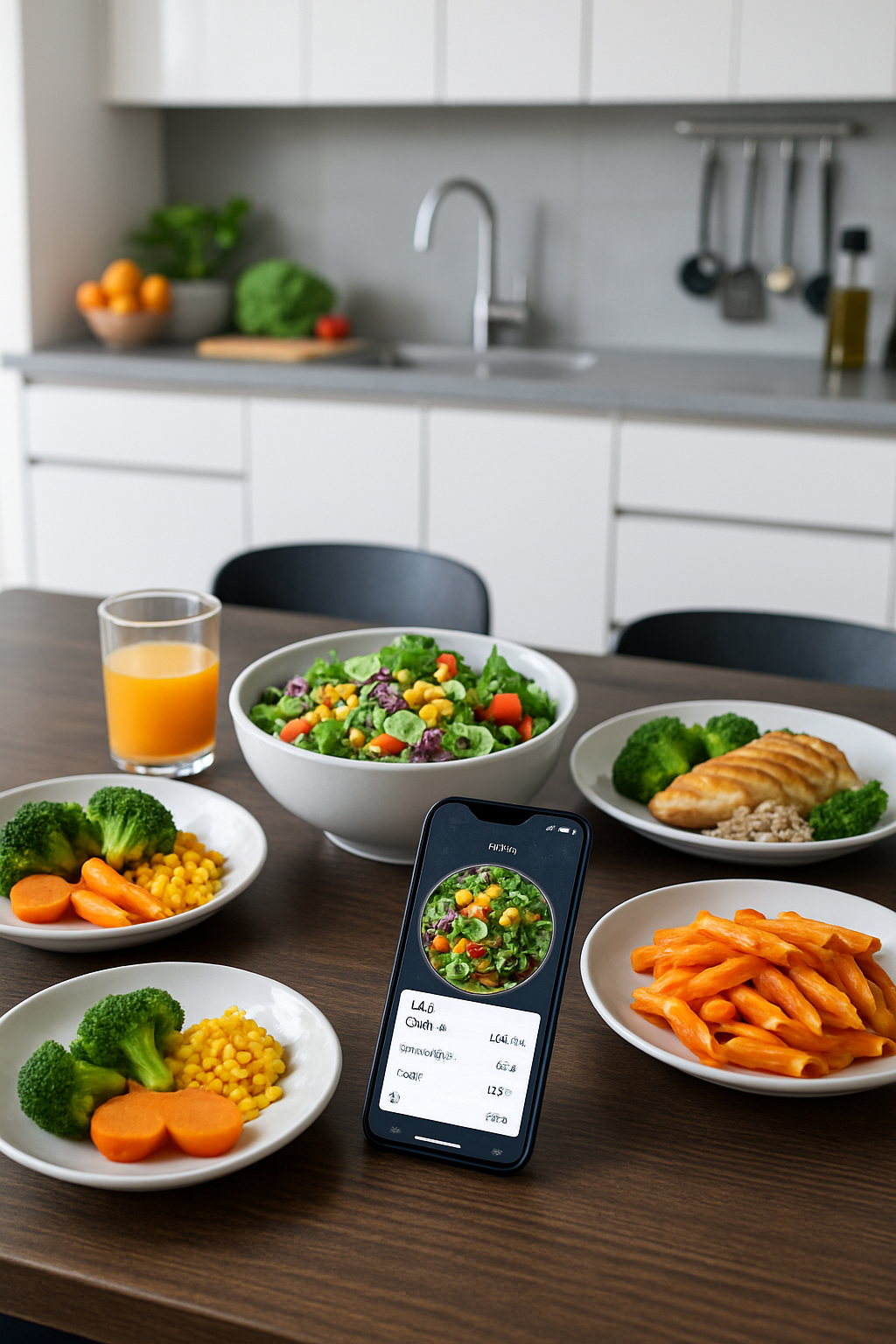 A person using the SnapEat AI meal tracking app to take a photo of a healthy meal of salmon and vegetables.