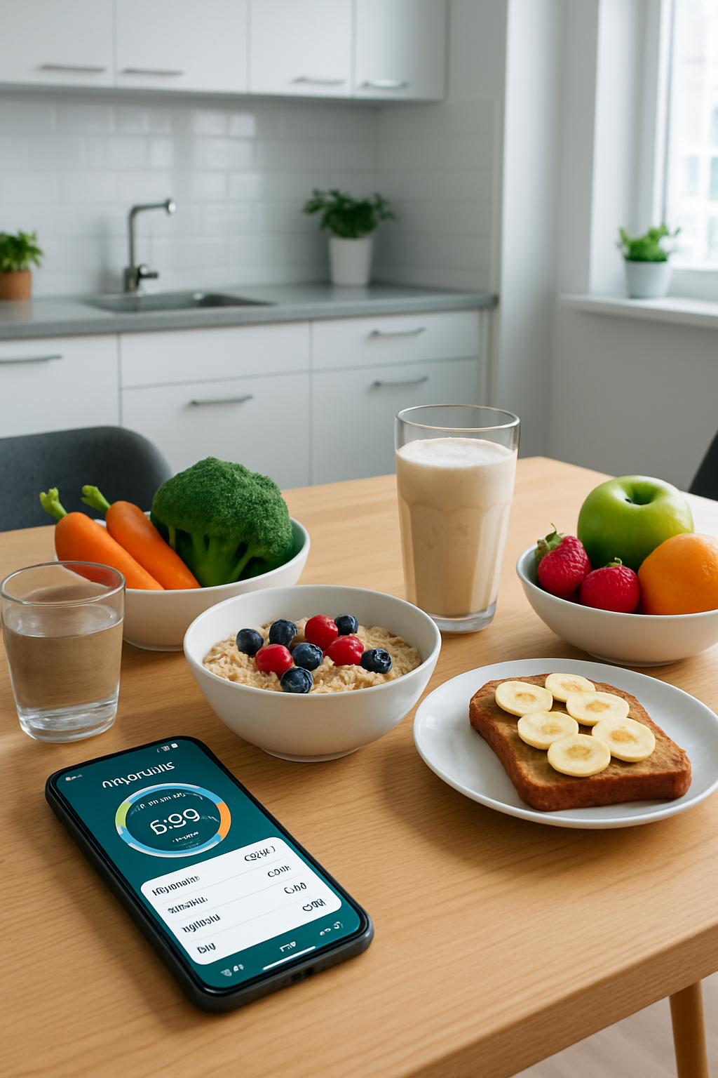 Smartphone showing the SnapEat AI nutrition tracker app analyzing a healthy meal of salmon and vegetables.