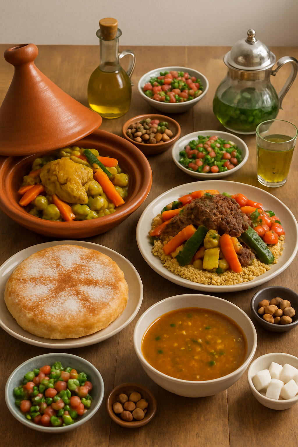 A vibrant Moroccan chicken tagine being analyzed by the SnapEat AI calorie counter app interface on a smartphone.